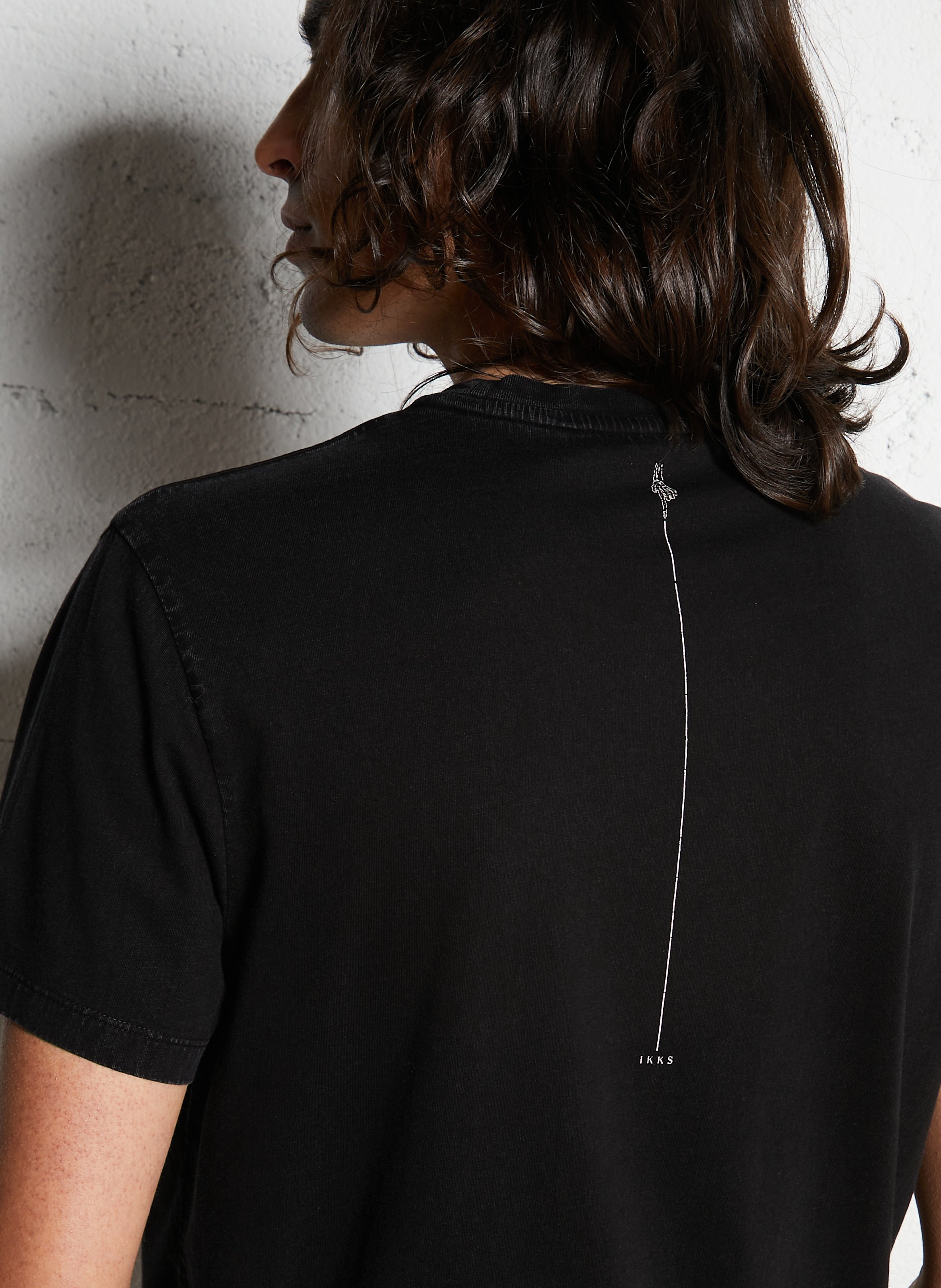 Gerader T-Shirt aus bedruckter Baumwolle IKKS Schwarz