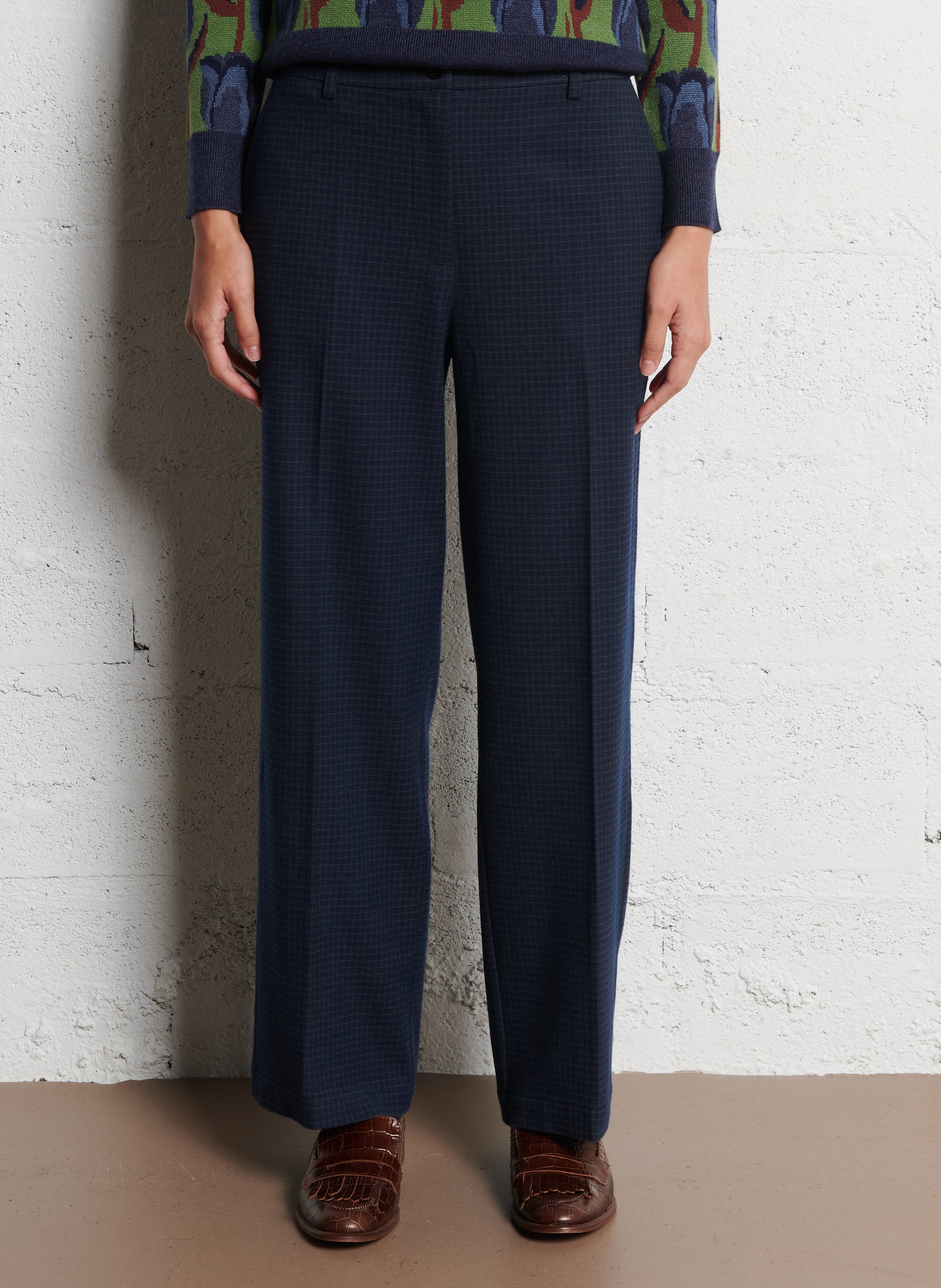 Pantalon droit chino en jacquard NICE THINGS Bleu