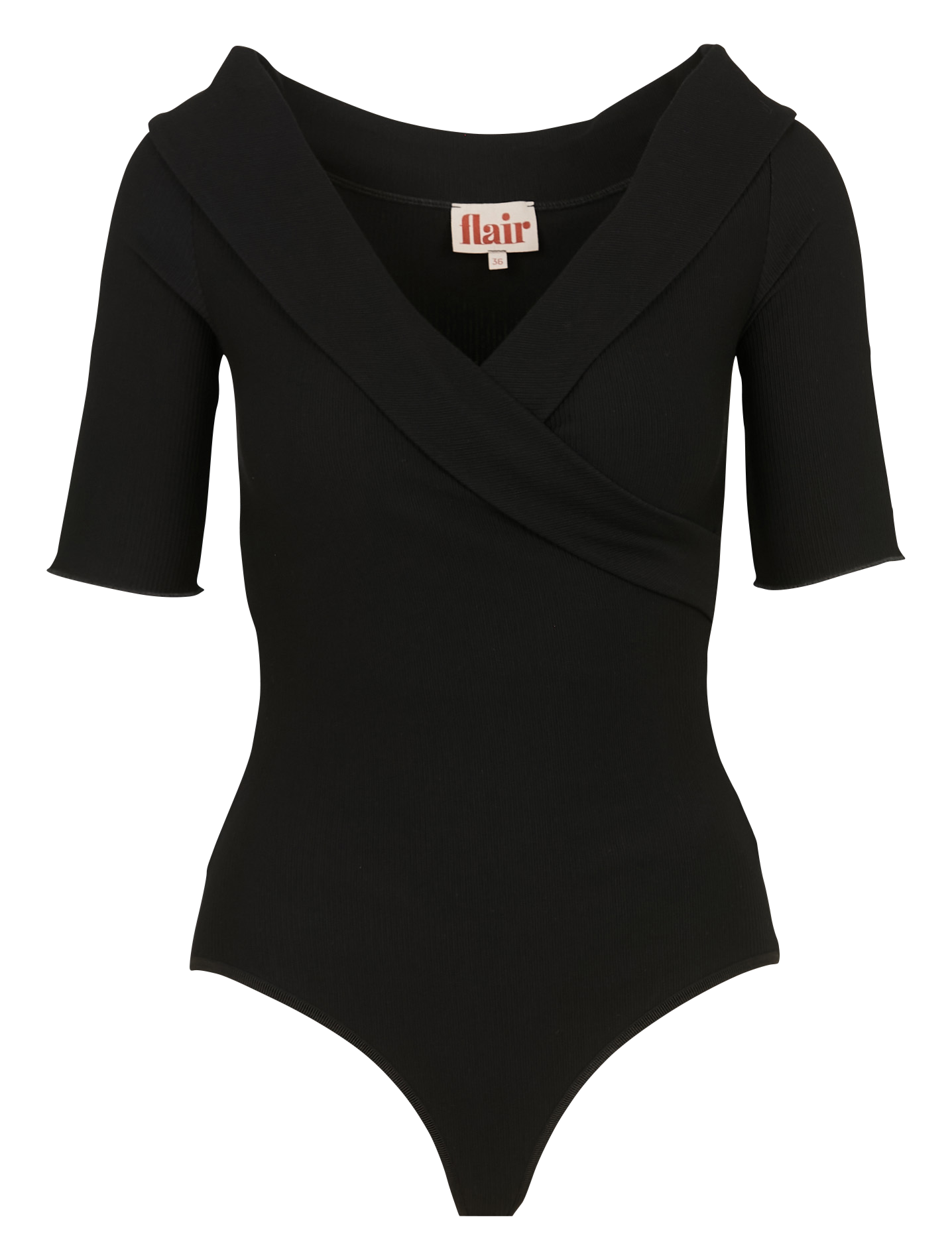 Wrap neckline bodysuit Black