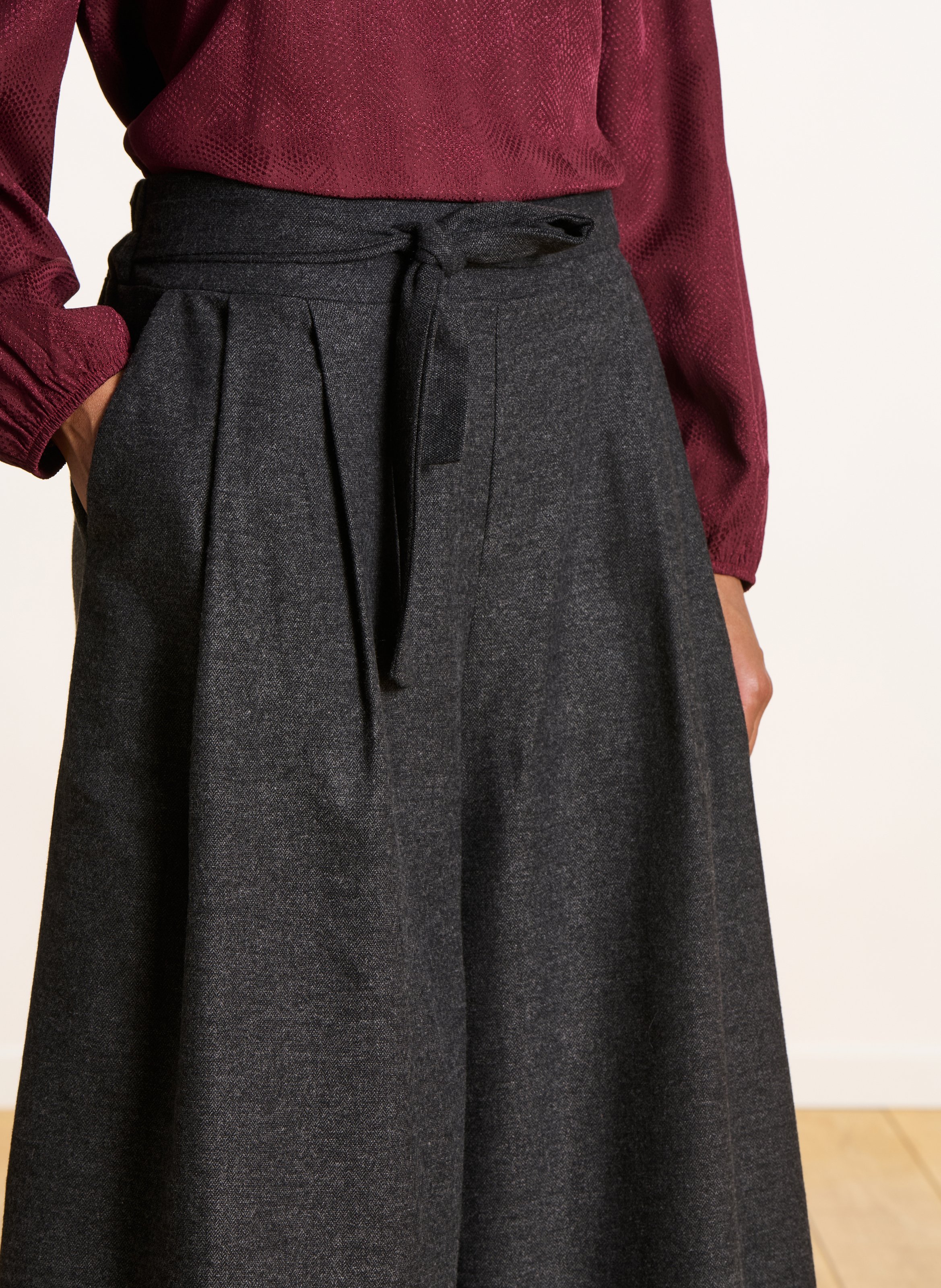 Pantalon 7/8ème en coton mélangé LA FEE MARABOUTEE Gris