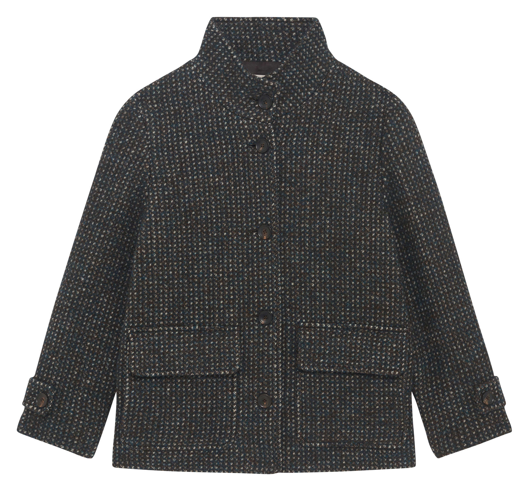Manteau droit col montant à motifs PABLO Marron