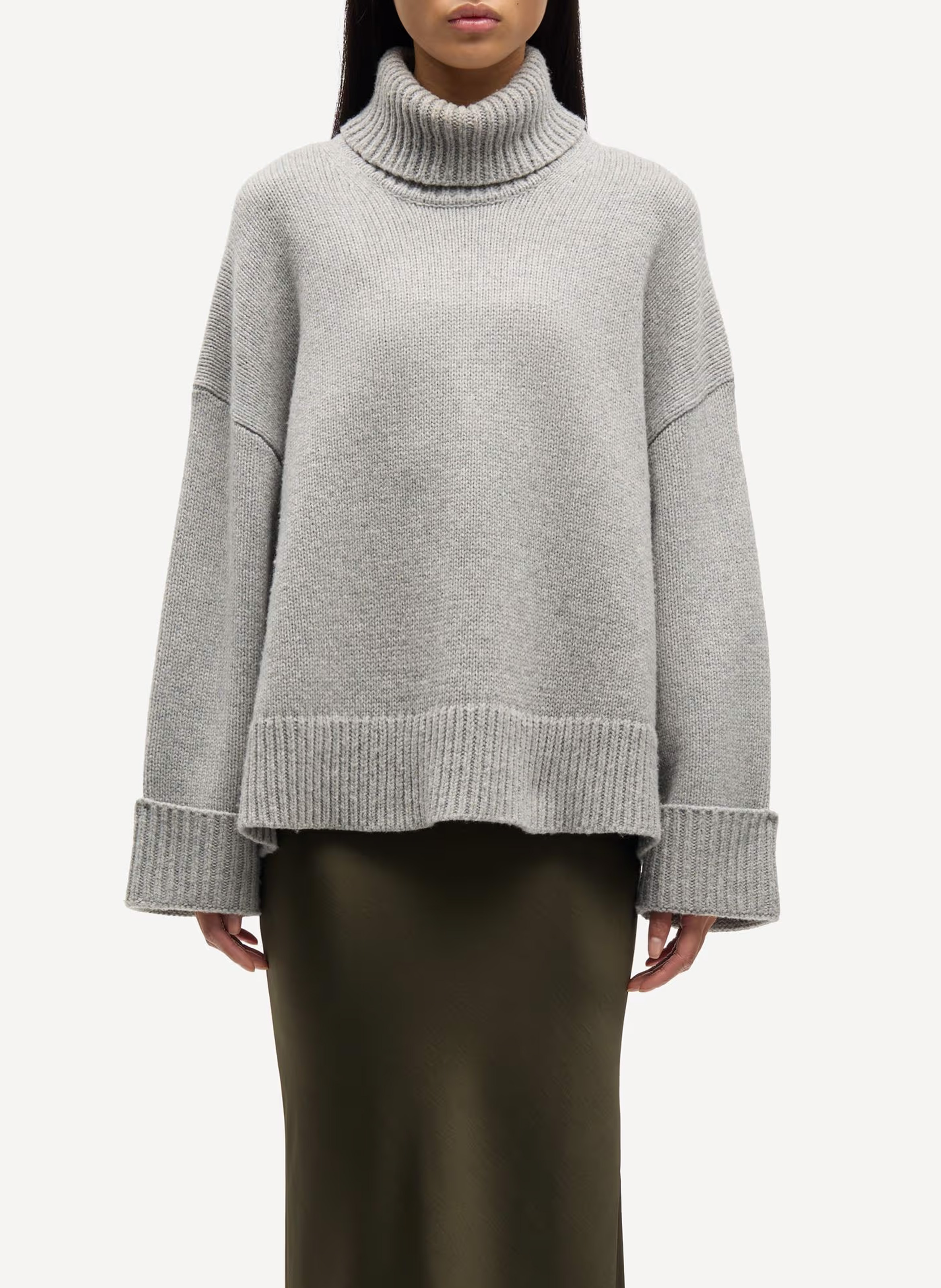 Weiter Rollkragenpullover aus Wollmix SAMSOE SAMSOE Silber