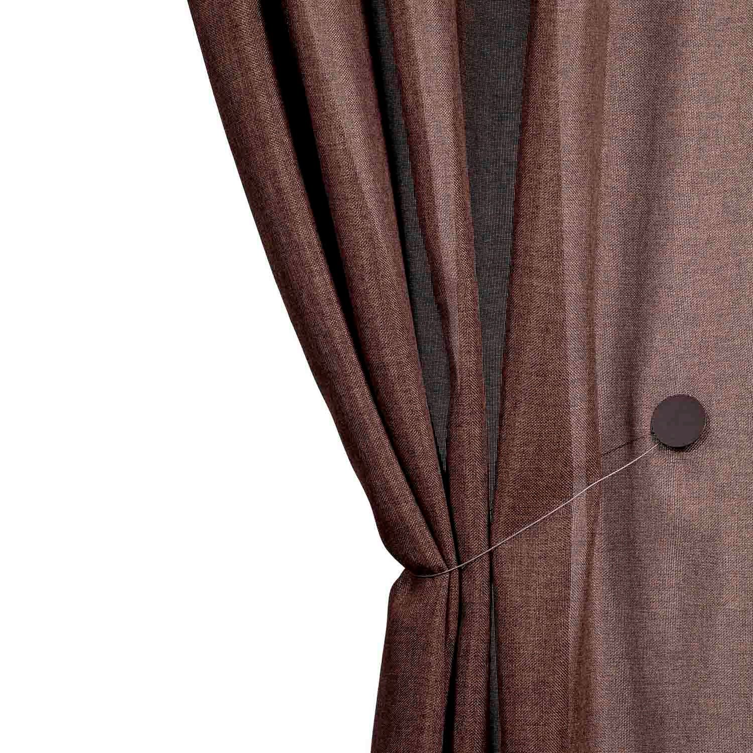 Curtain with gathered ribbon trim MADURA Brown