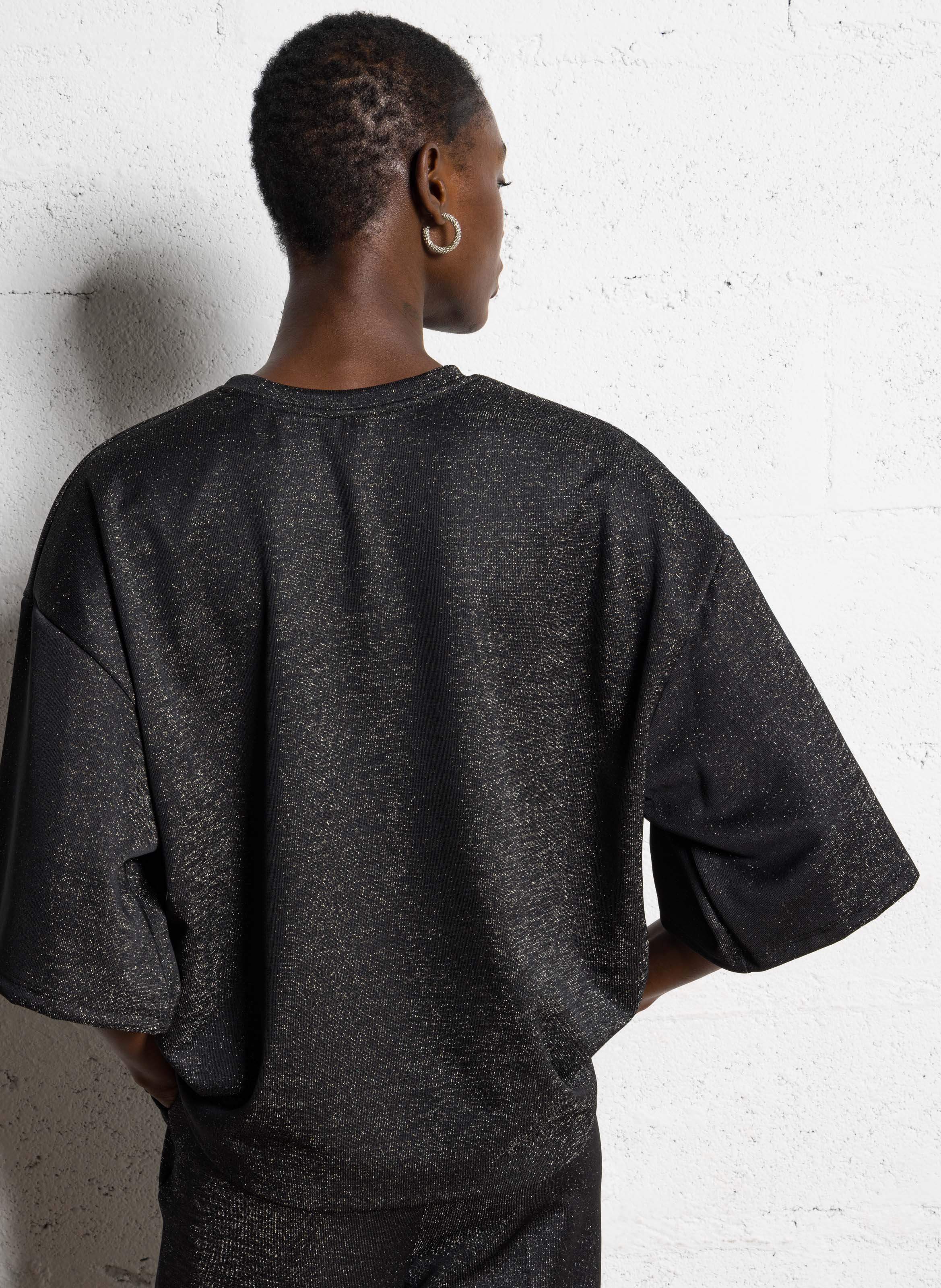 Oversized flowy sequined T-shirt IMPERIAL Black