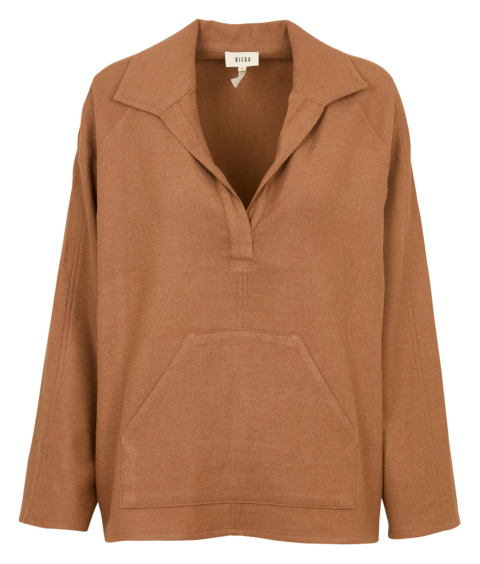 Oversized Long Sleeve Polo Top DIEGA Brown