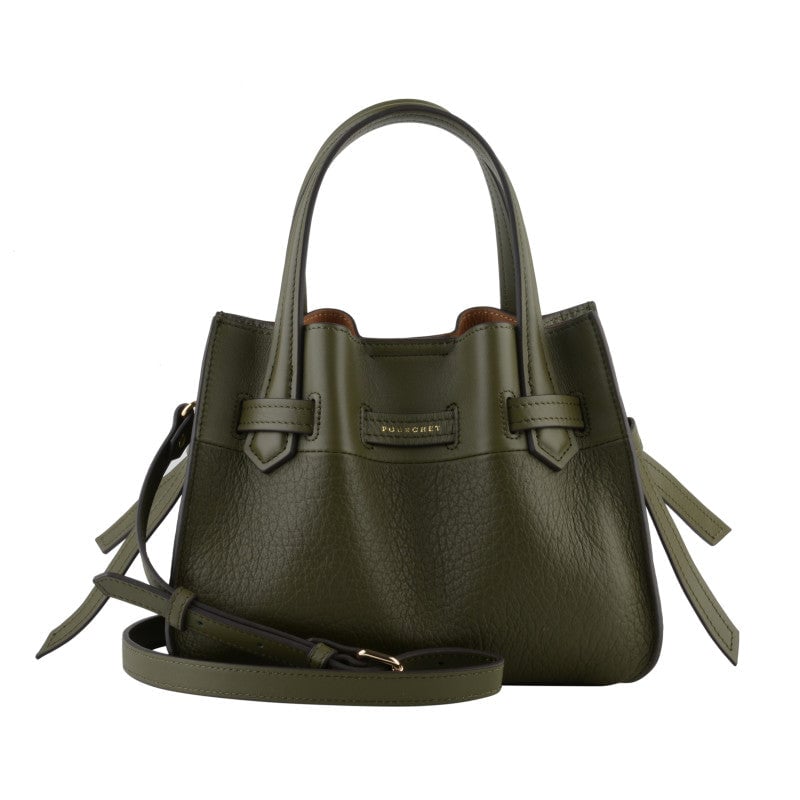 Handbag - cowhide leather POURCHET Khaki