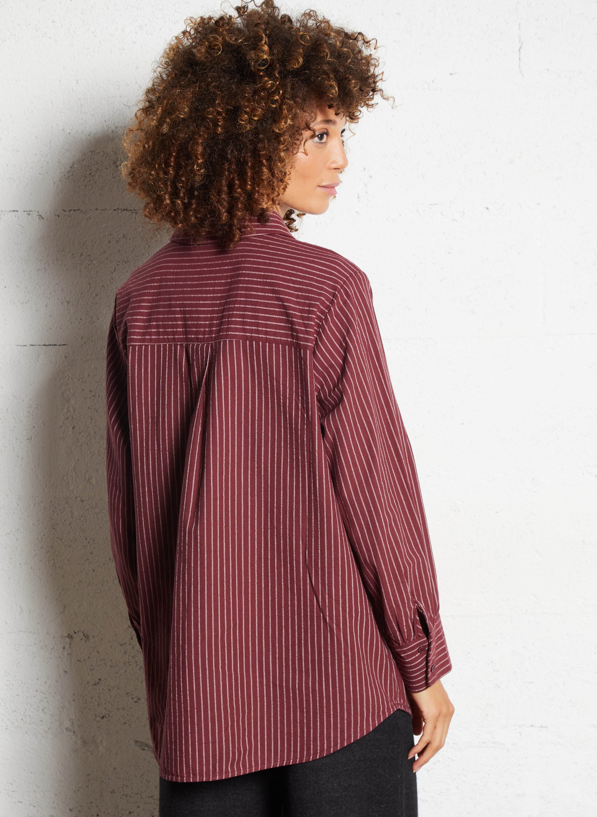 Chemise oversize col classique en coton SEE U SOON Prune