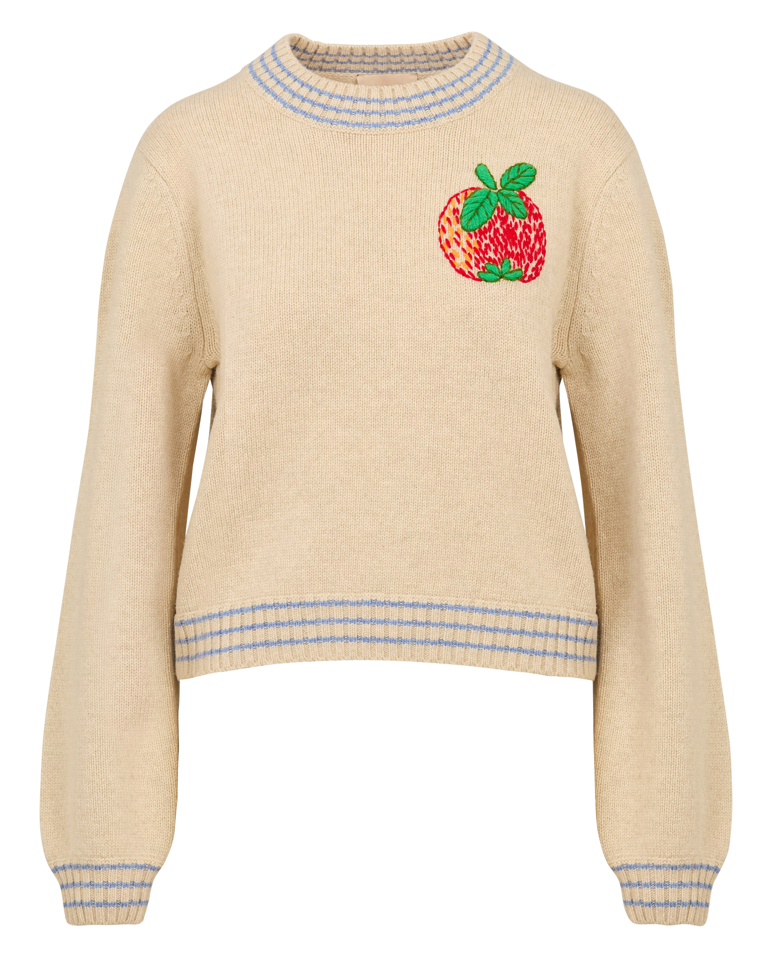 Effen trui van wolmix met lange mouwen en kant STELLA NOVA Beige