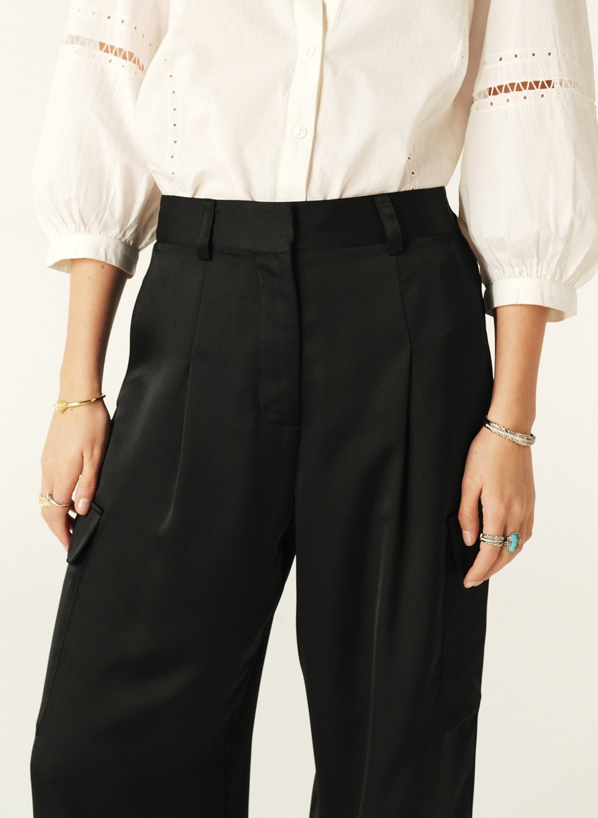 Pantalon large taille haute BA&SH Noir