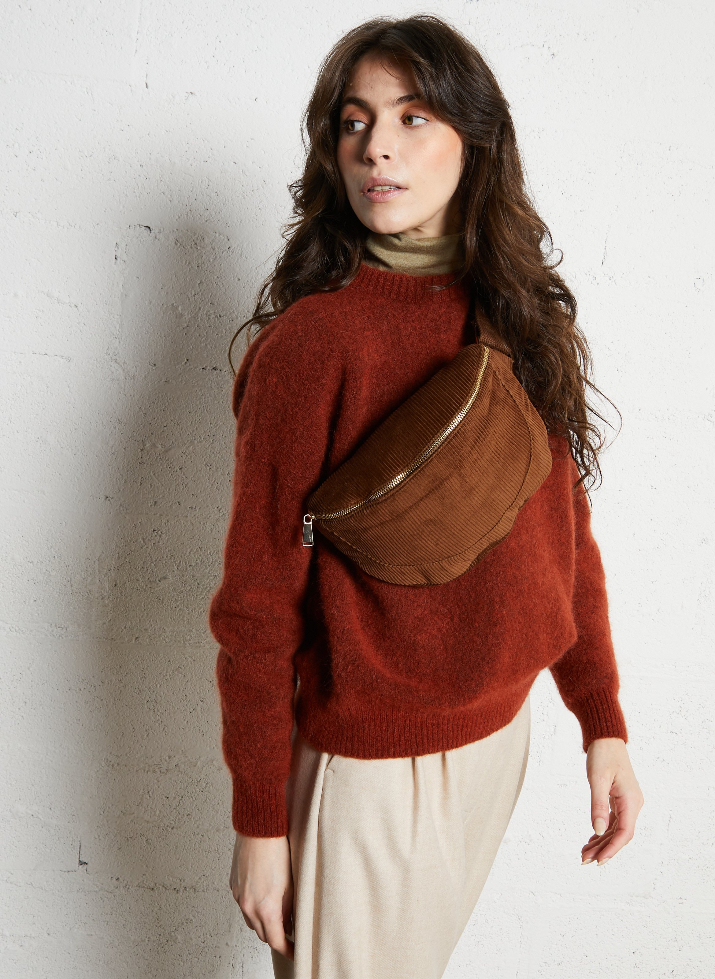 Sac banane en velours côtelé MAISON 123 Beige