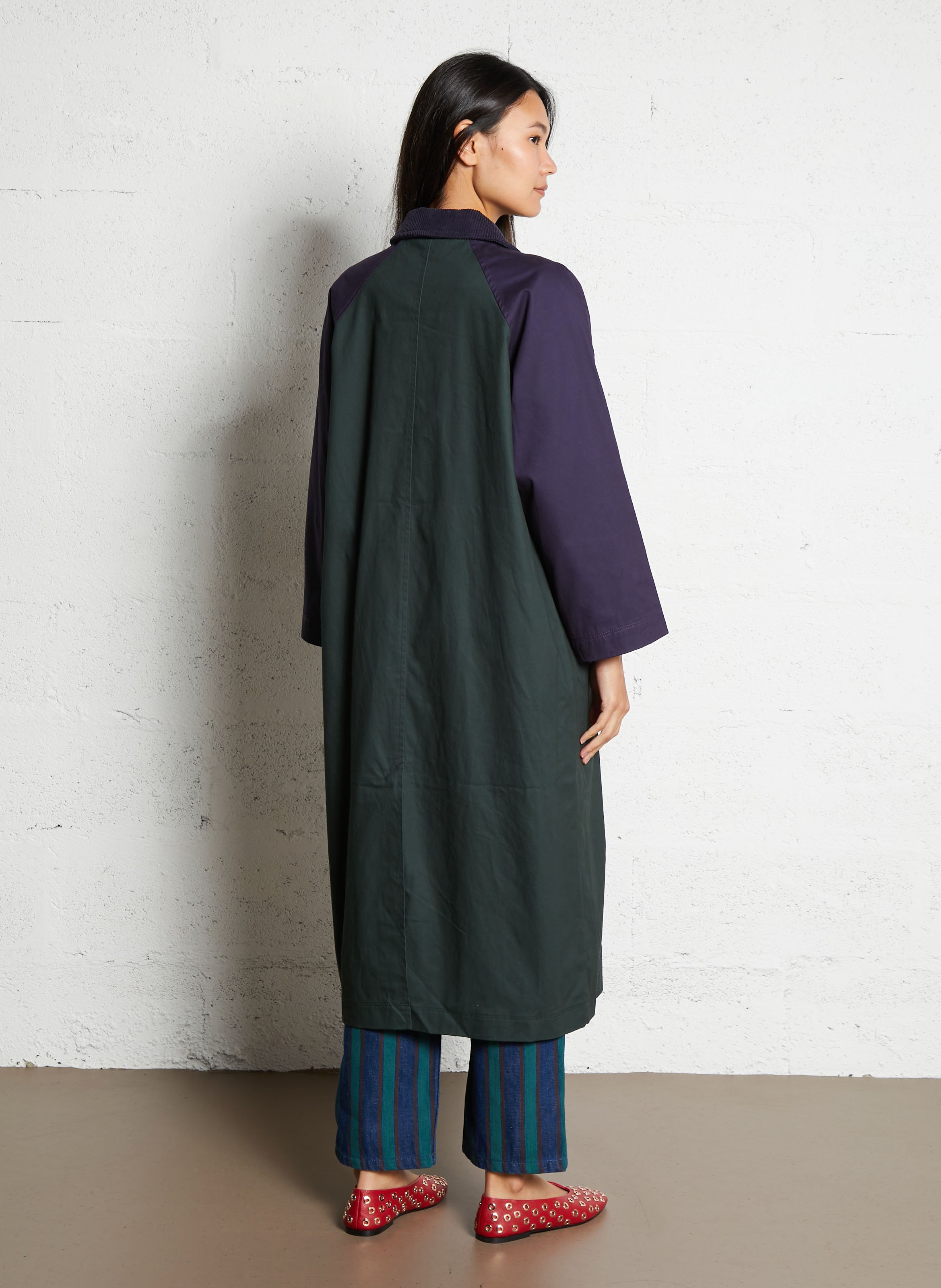 Trench droit col classique en coton THE TINY BIG SISTER Vert