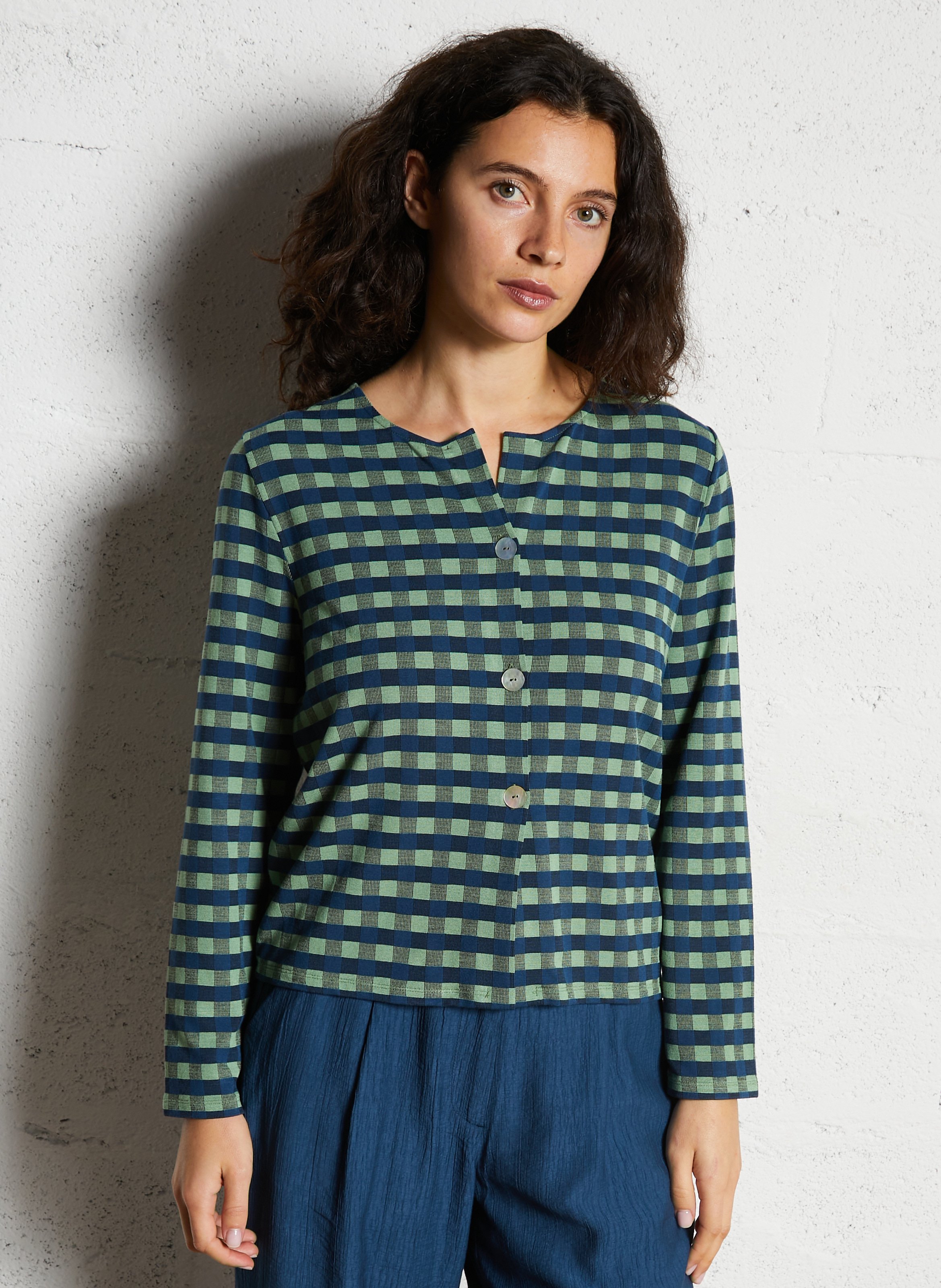 Ruitjesvest met ronde hals NICE THINGS Blauw