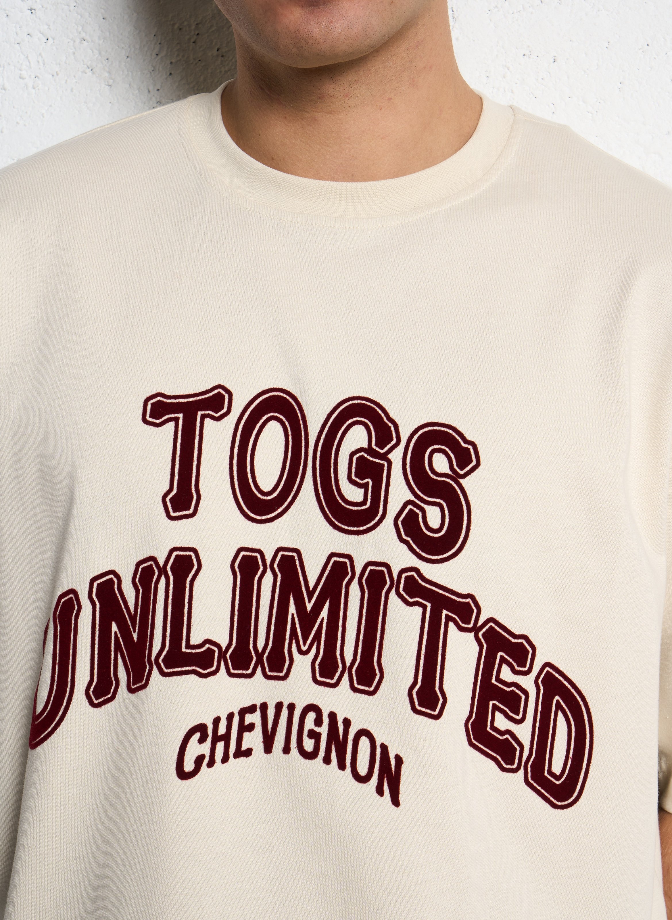 Straight-cut embroidered organic cotton T-shirt with round neck CHEVIGNON White