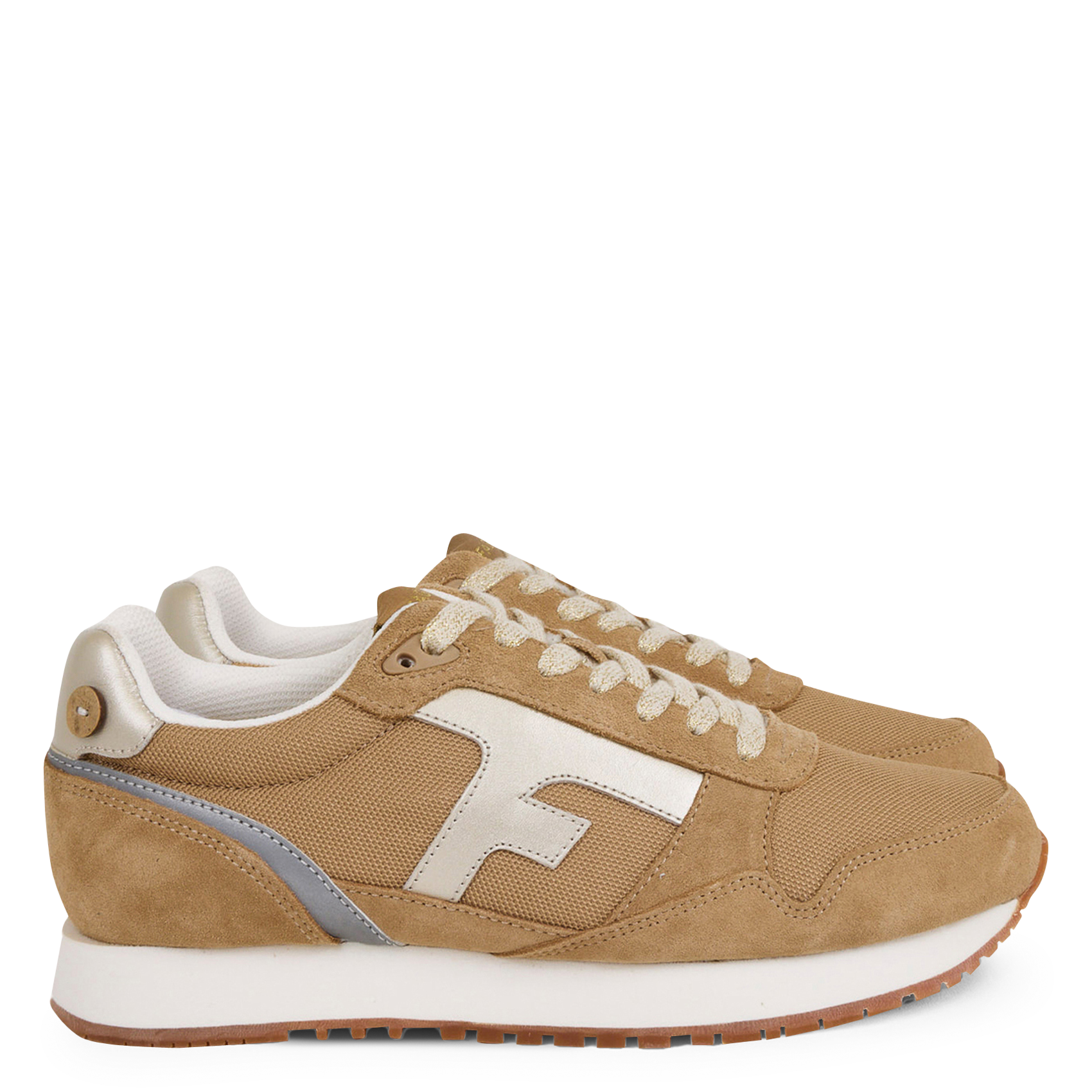 Niedrige Sneaker aus Leder-Mix FAGUO Beige