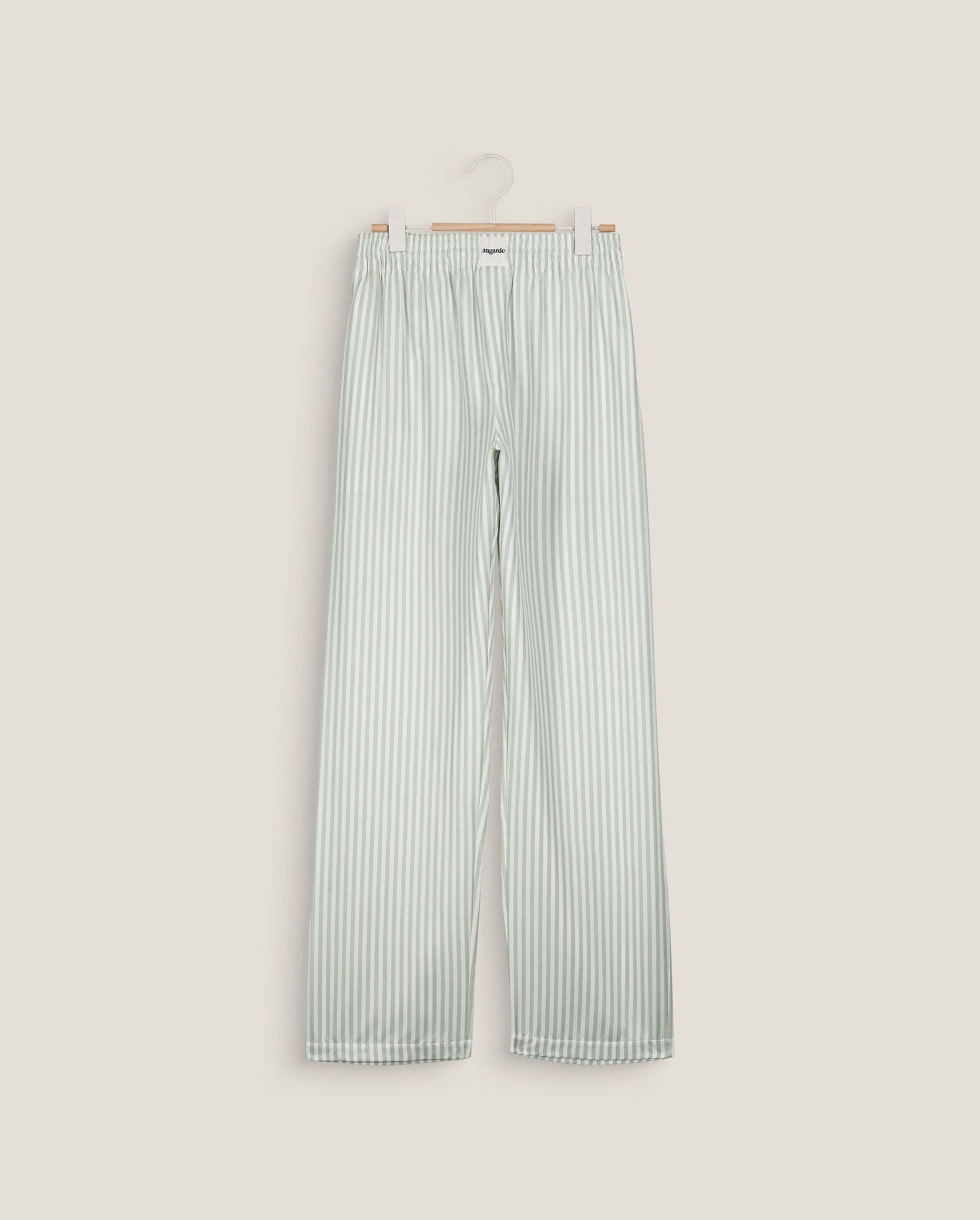 Women's Tencel pants, sage stripes ANGARDE Green
