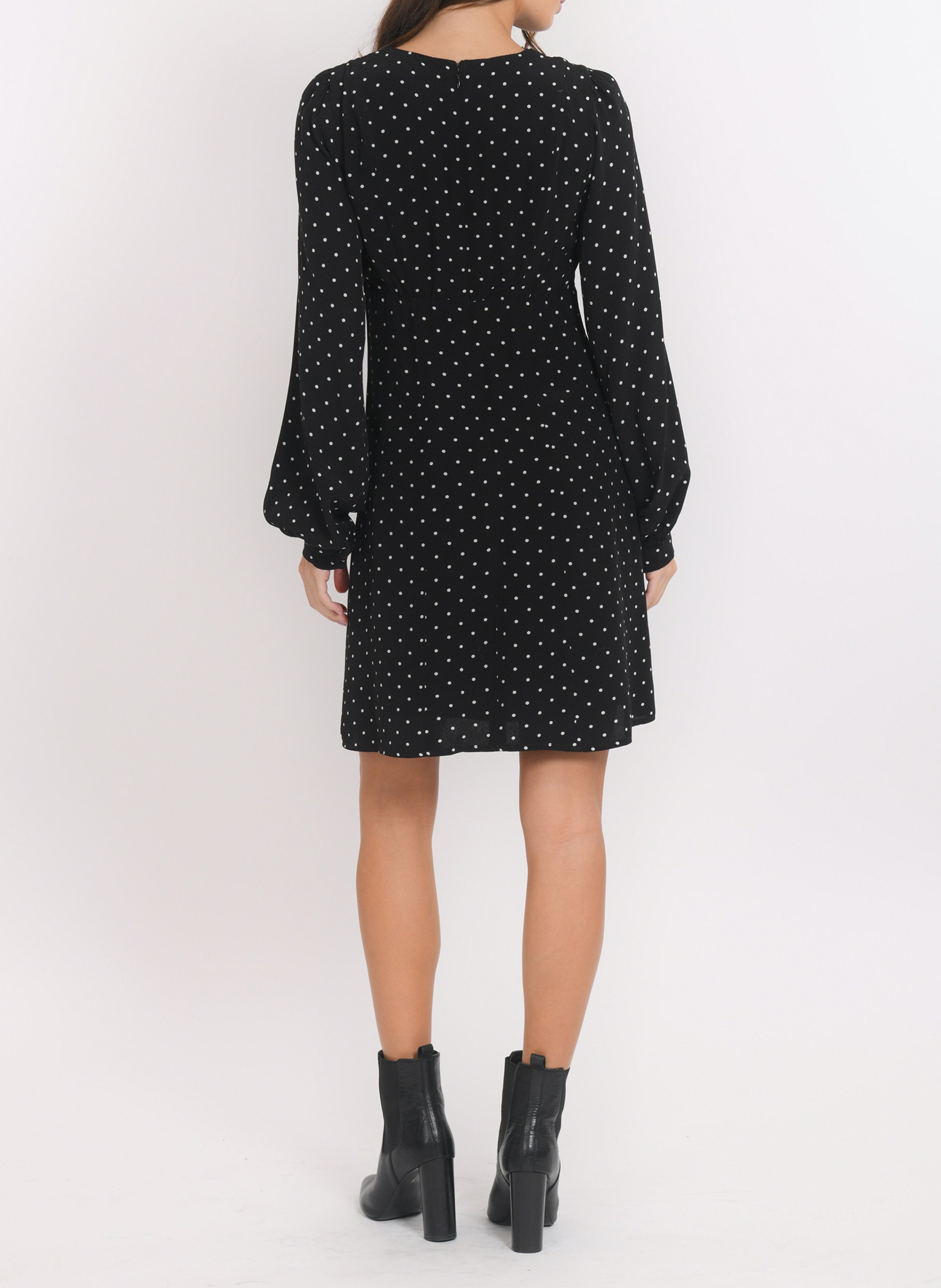 Robe courte à pois col v KOOKAI Noir