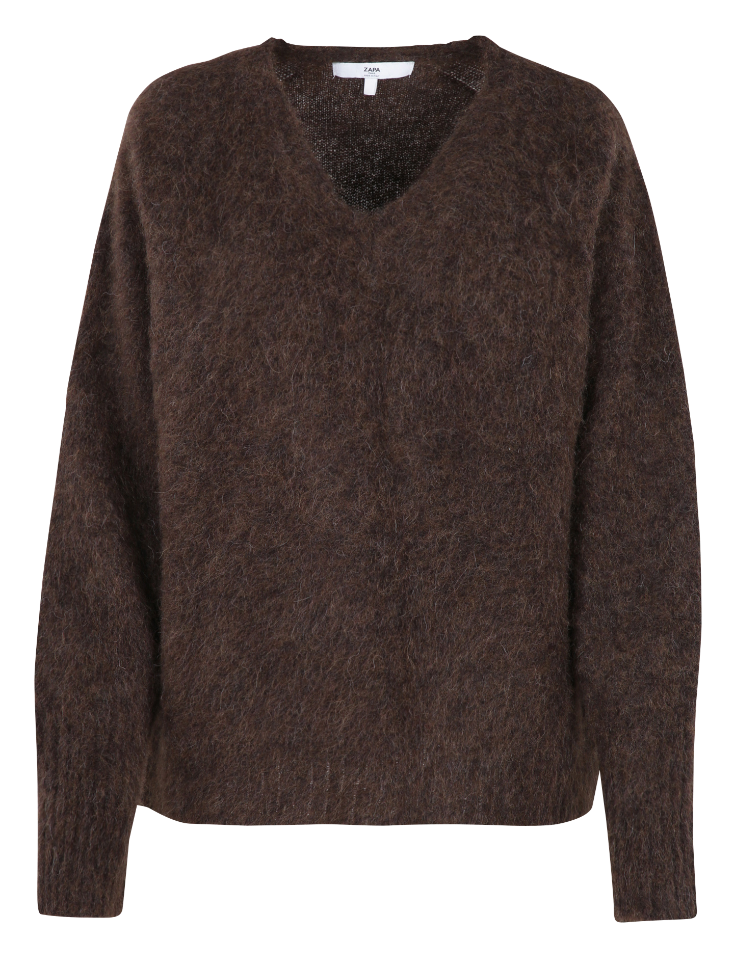 Pull oversize col V en laine mélangée ZAPA