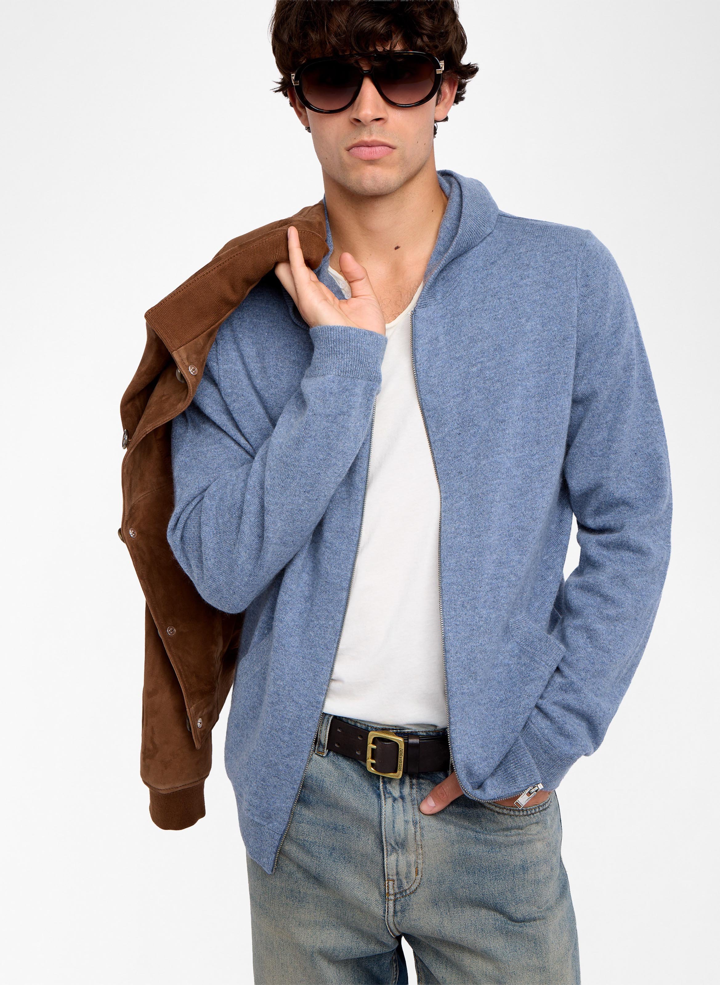 Straight wool and cashmere hooded vest ZADIG&VOLTAIRE Blue