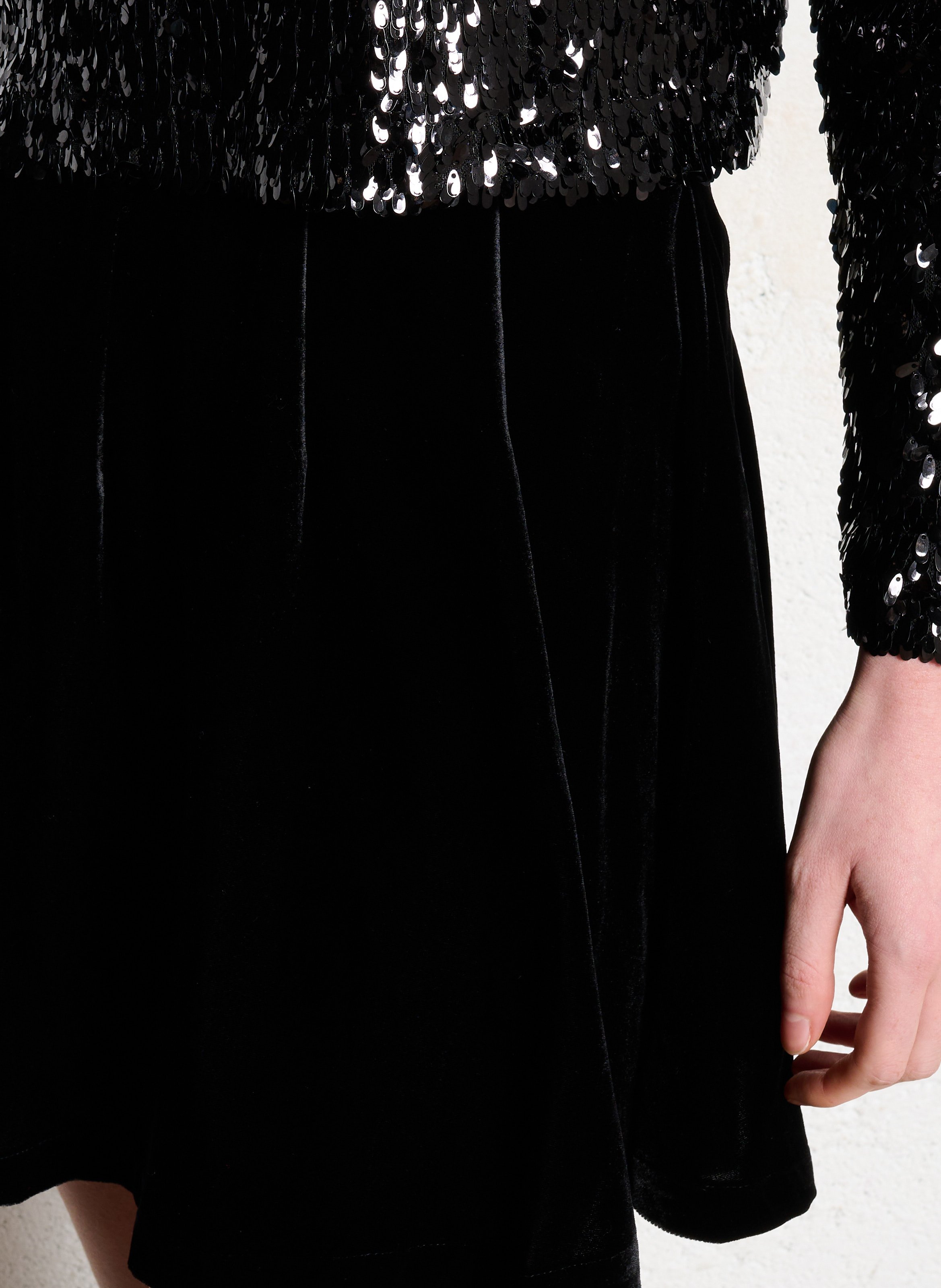 Flared short velvet skirt DES PETITS HAUTS Black