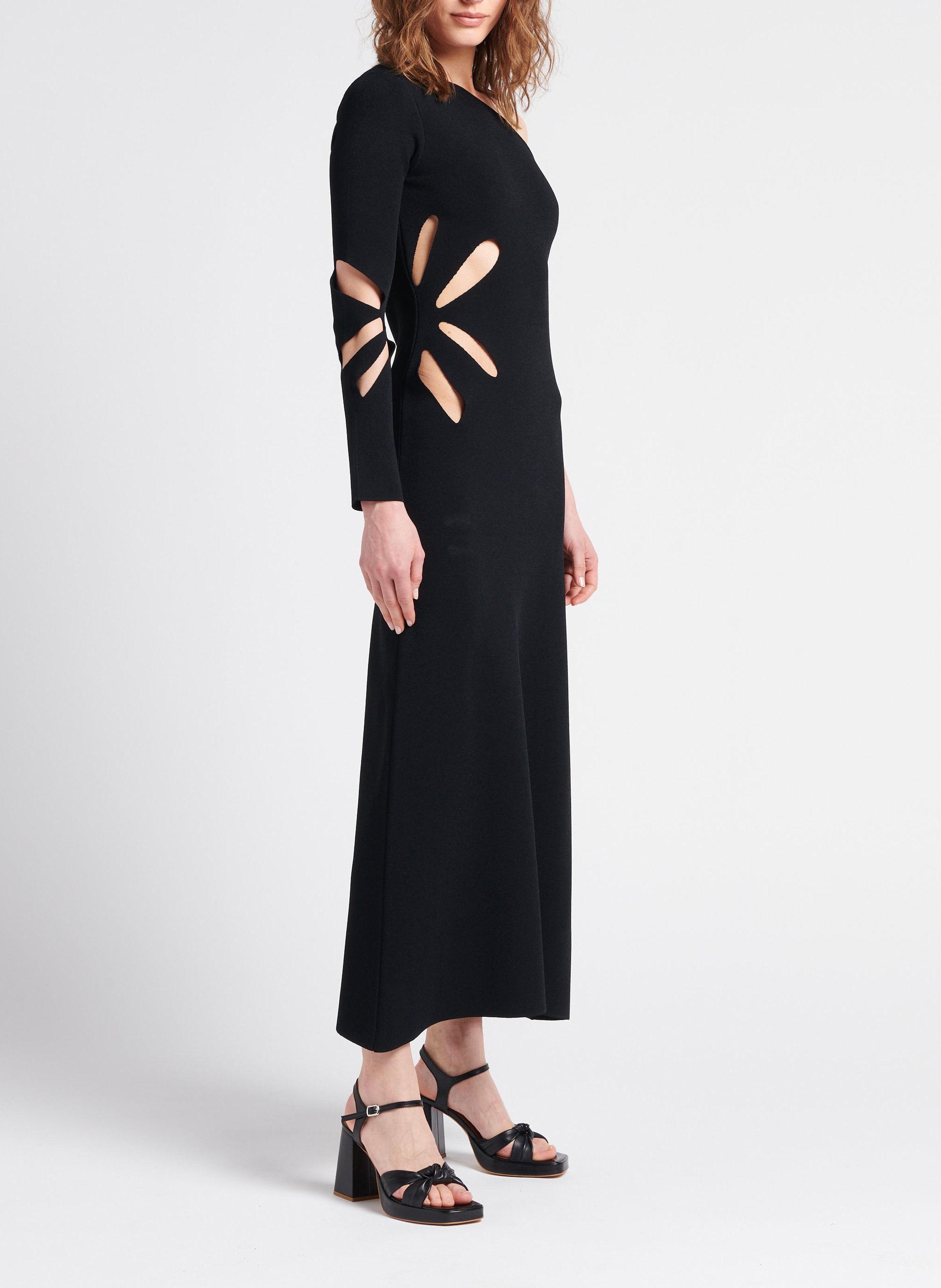 Robe midi col asymétrique  SONIA RYKIEL Noir