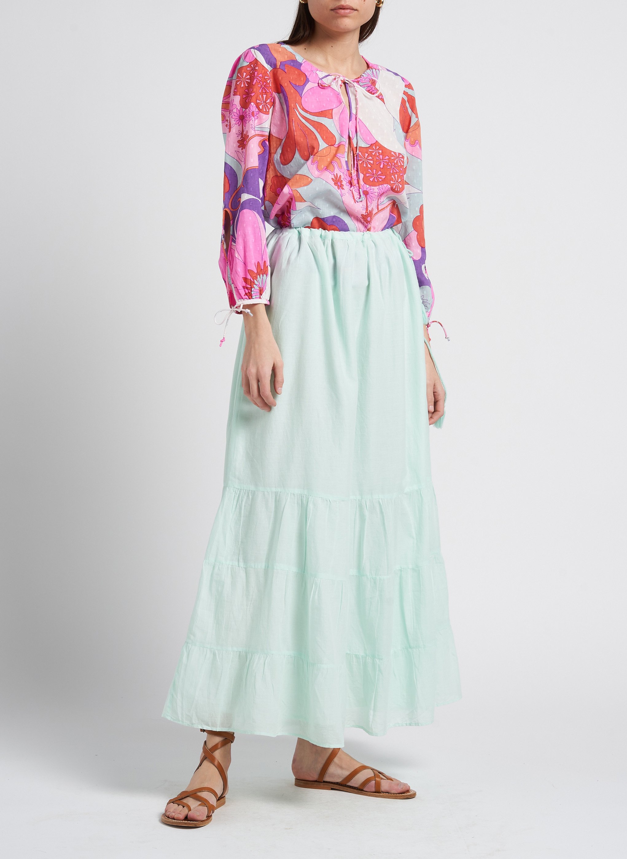 Maxirock aus Baumwolle ANTIK BATIK Blau