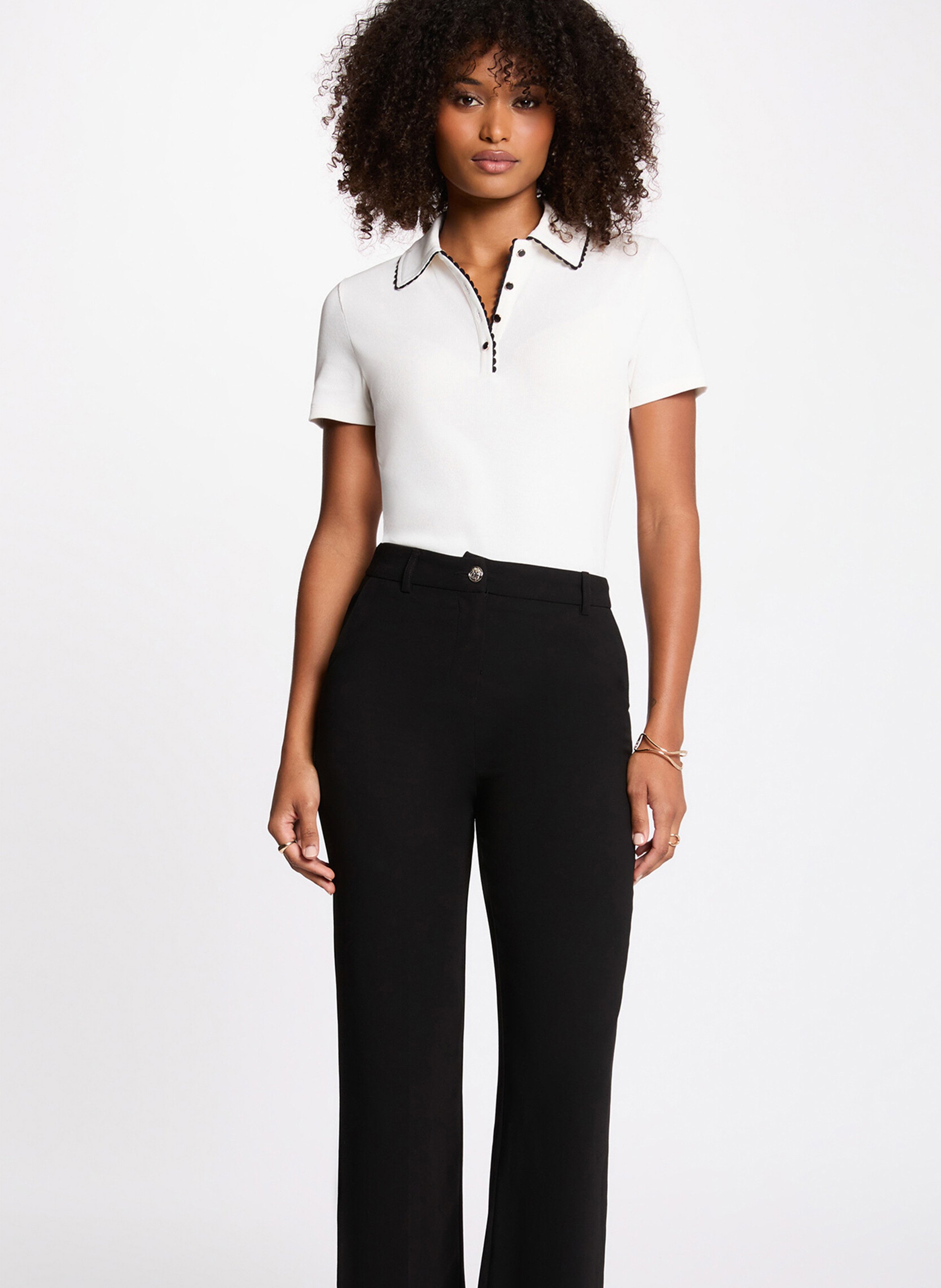 Polo met getailleerde pasvorm in effen breisel MORGAN