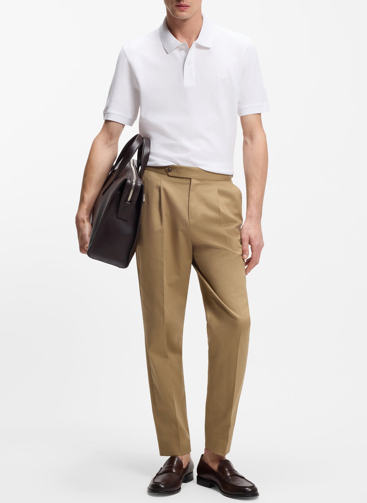 Short-sleeve solid color polo BOSS White