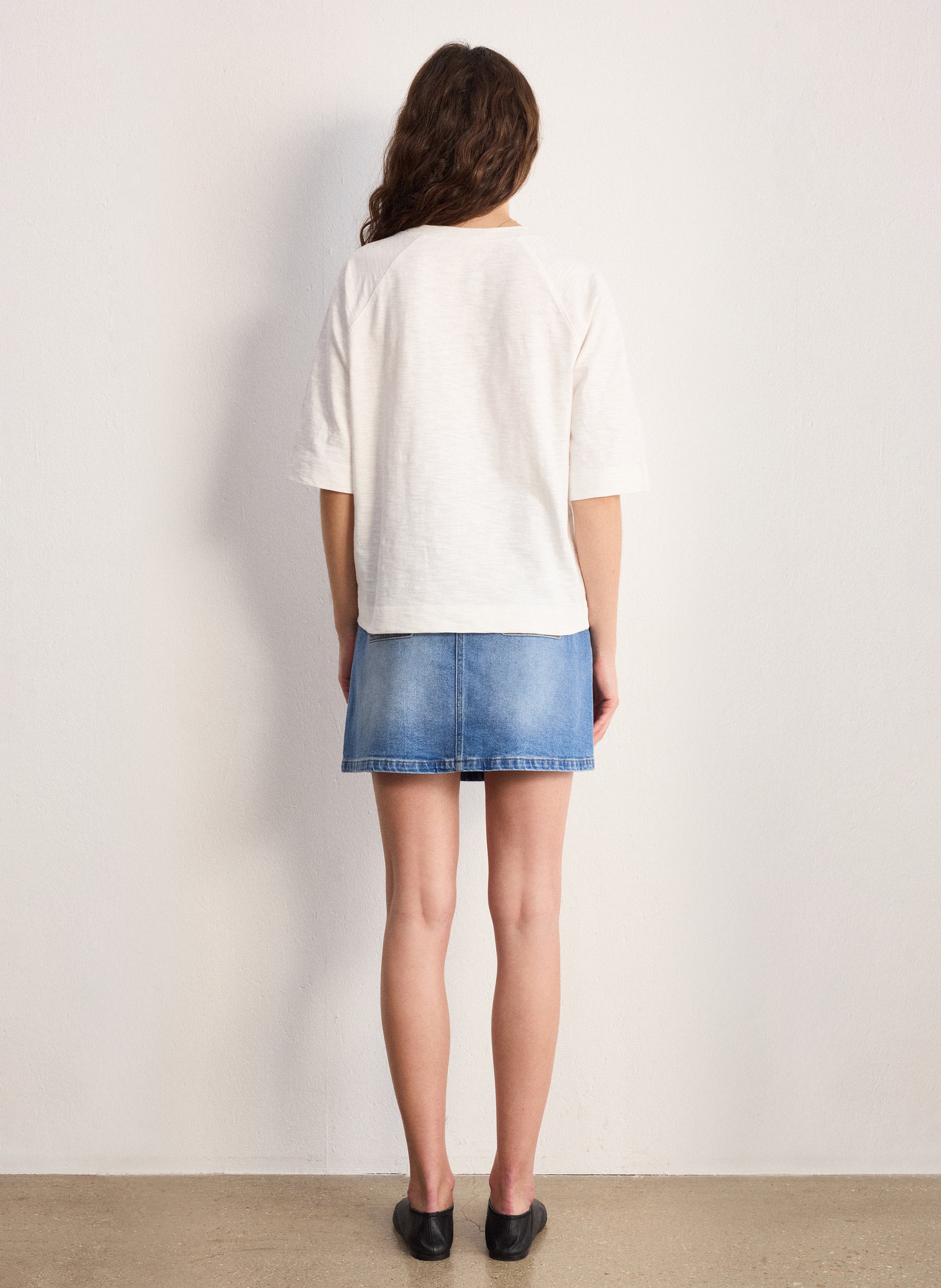 Tee-shirt oversize col rond en coton PABLO Blanc
