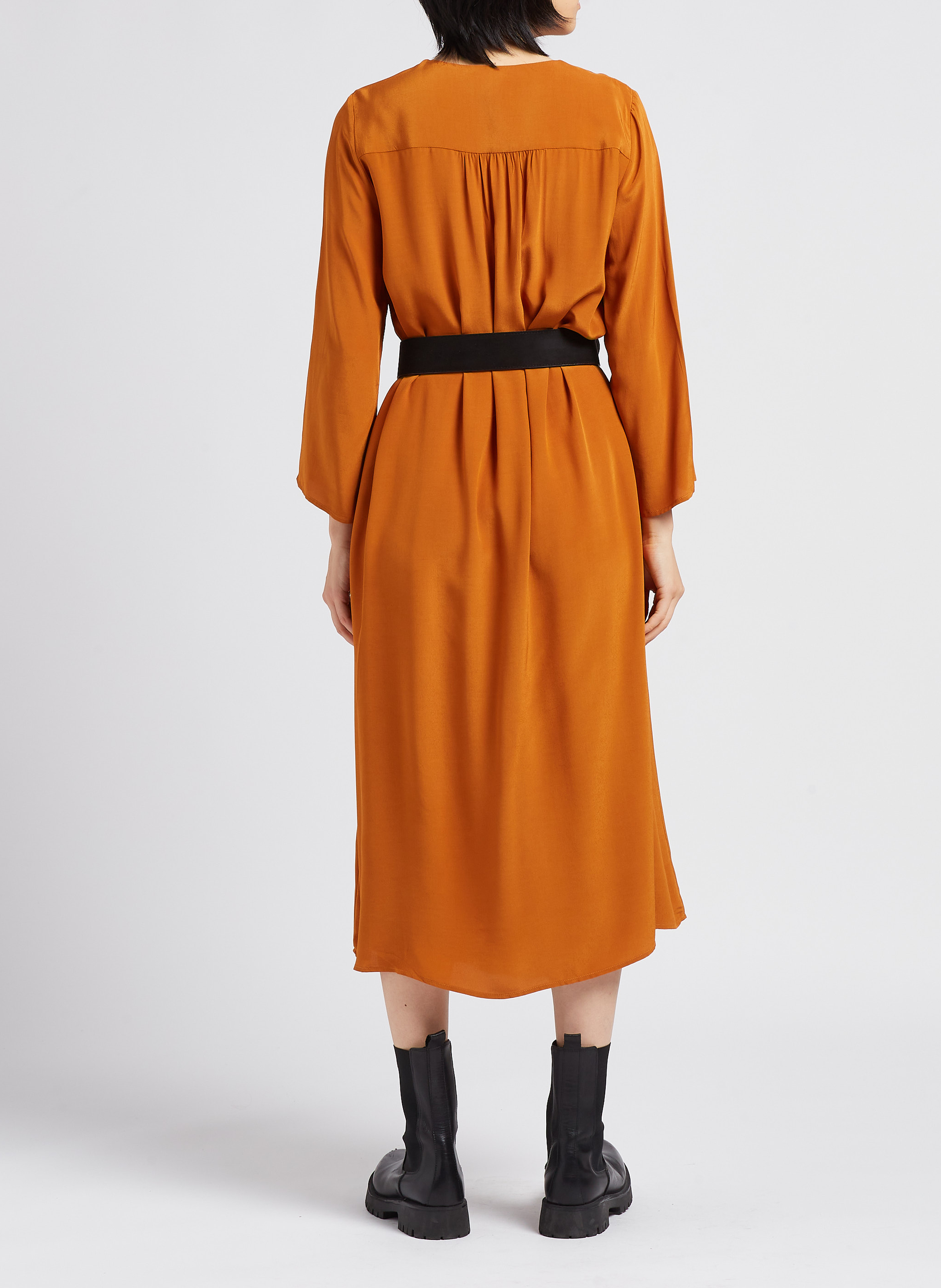 Robe midi col V fluide  GRACE ET MILA Orange