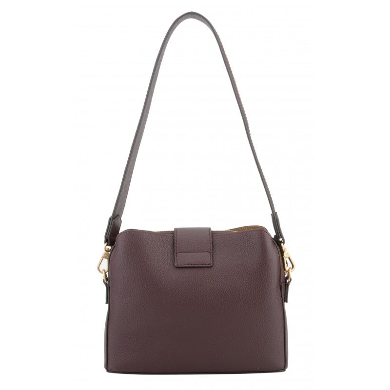 Calfskin leather shoulder bag POURCHET Red