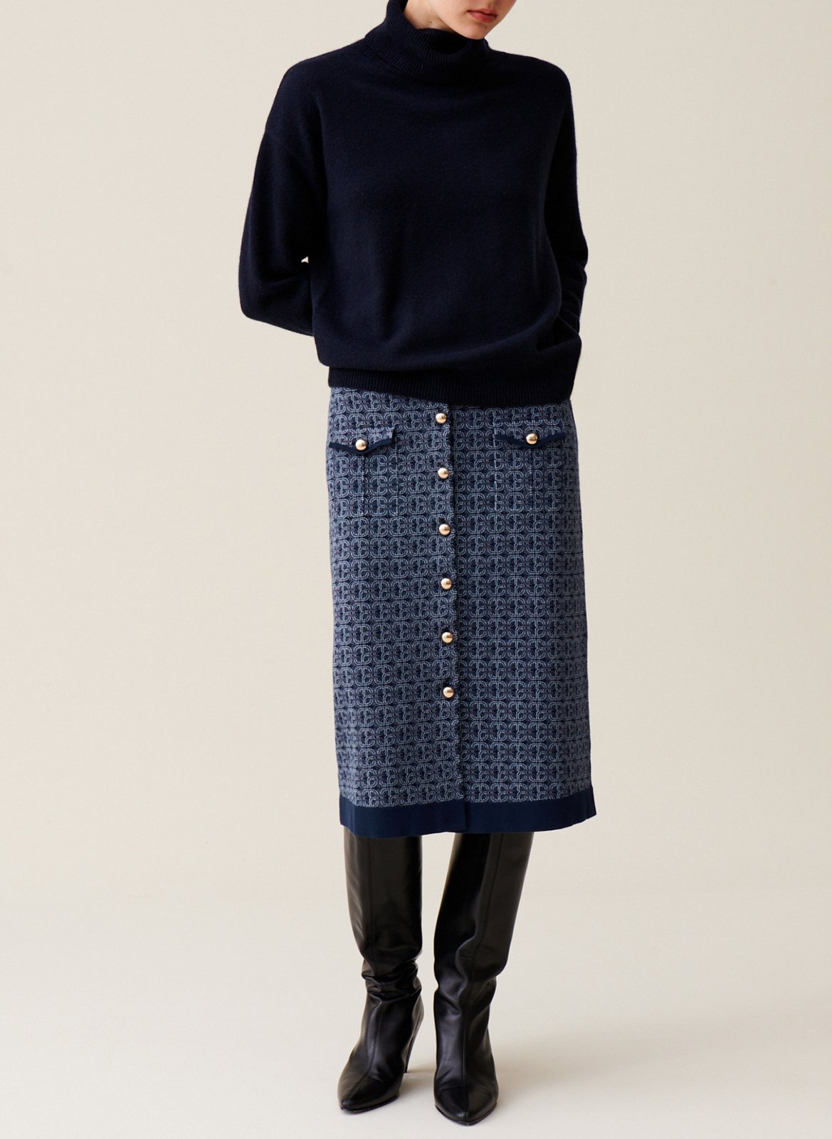 Jupe monogramme taille haute CLAUDIE PIERLOT Bleu