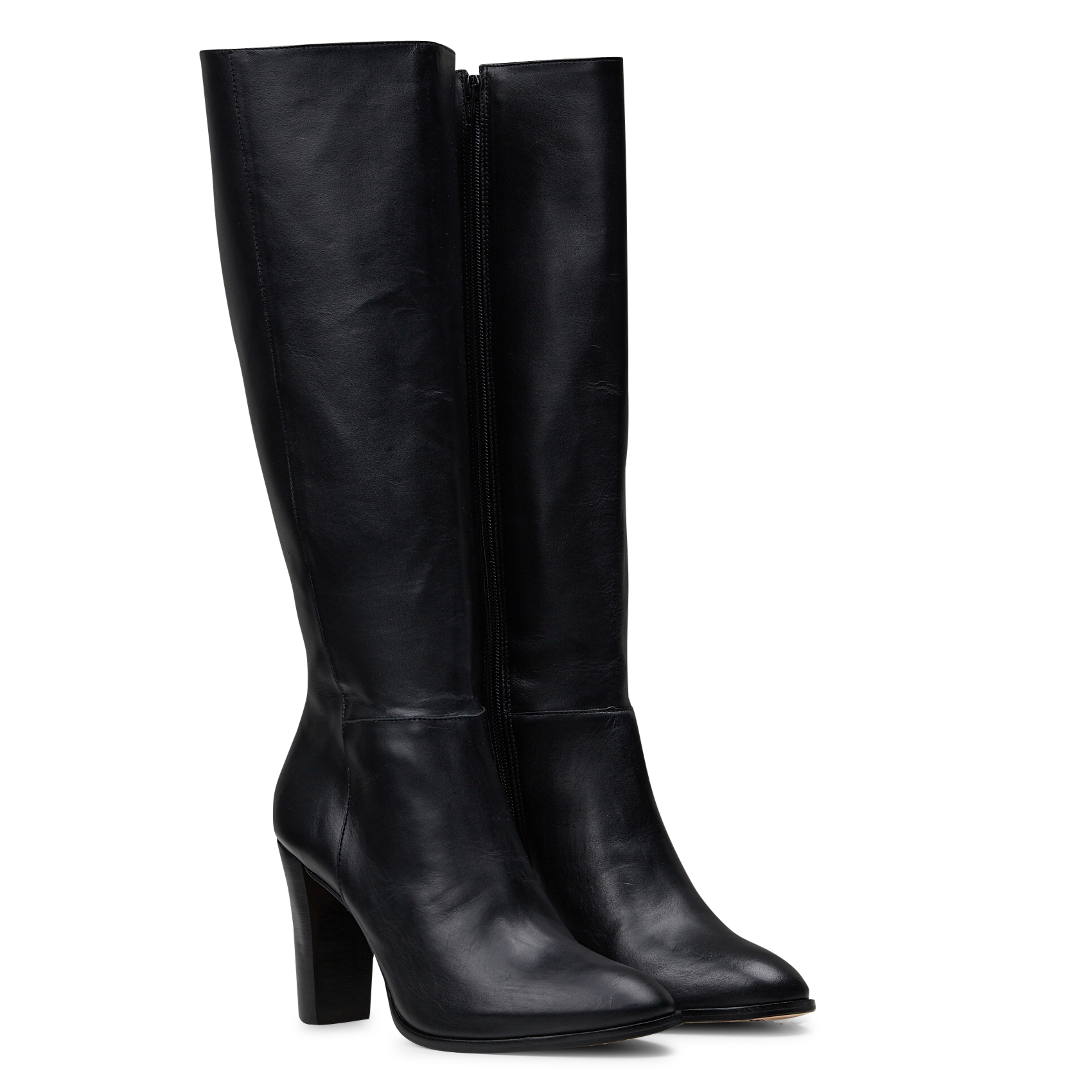 High-top heeled leather boots COSMOPARIS Black