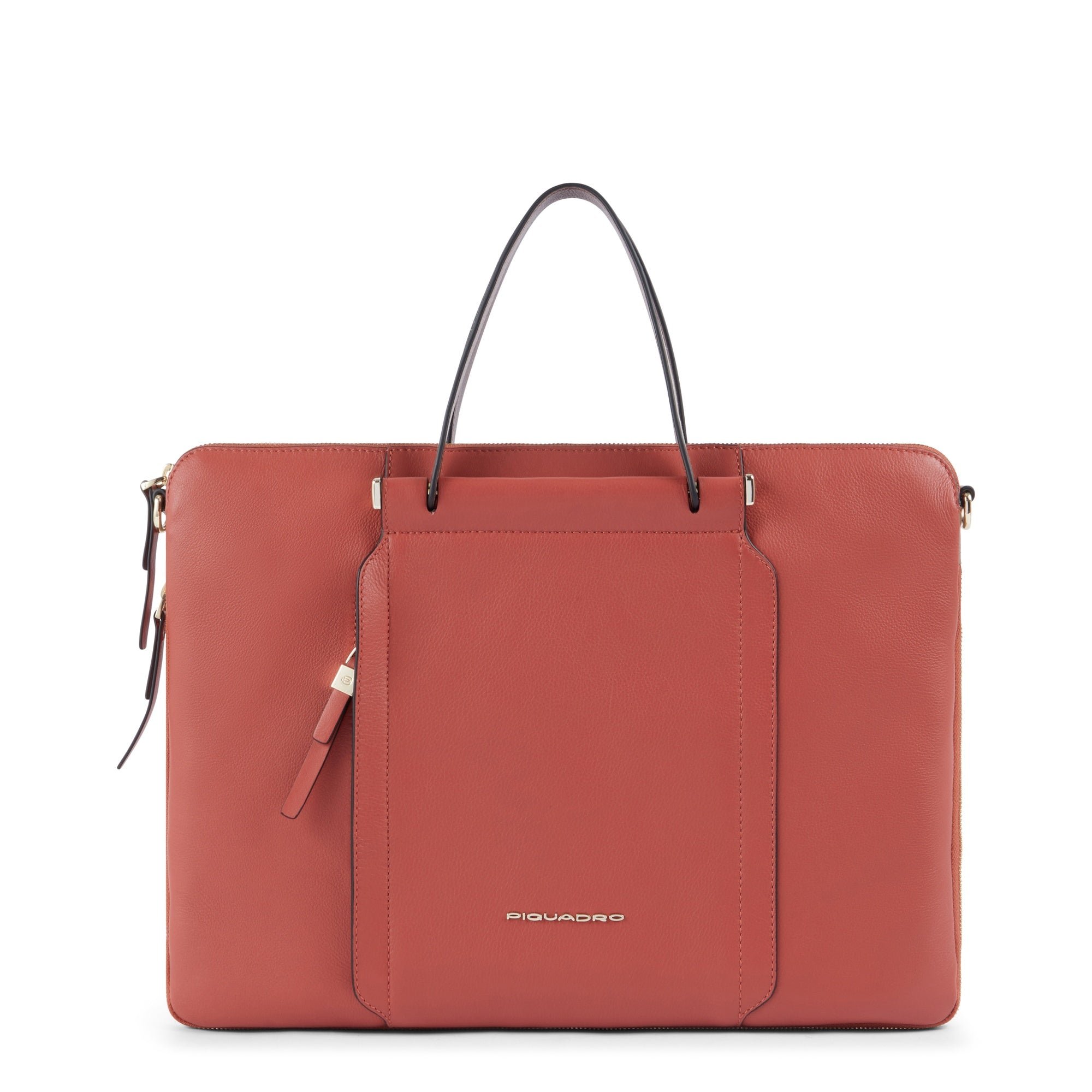 Leather messenger bag PIQUADRO Orange