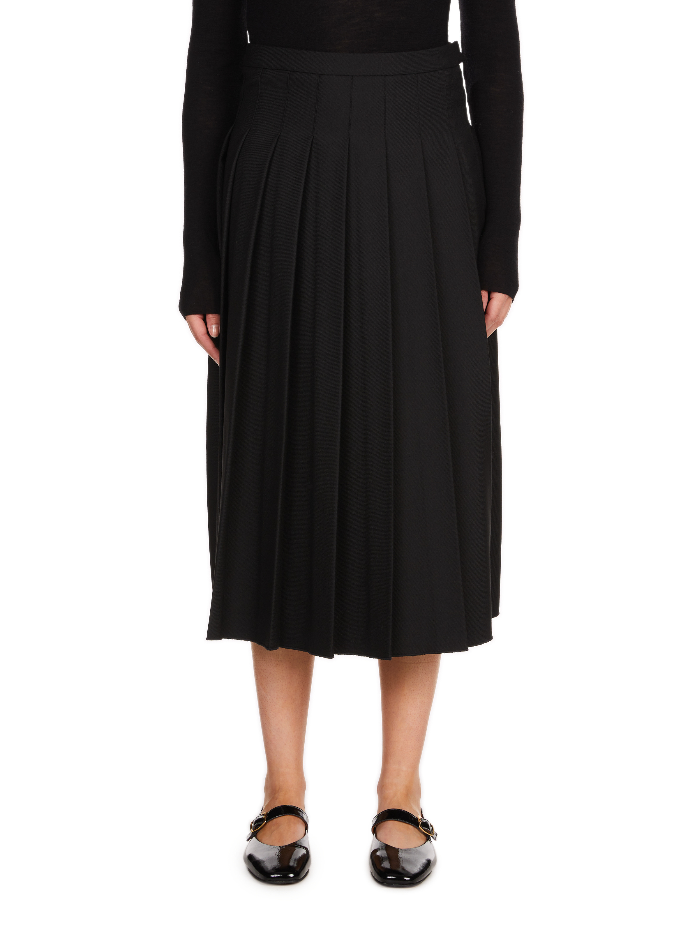 Mid-length pleated skirt SAISON 1865 Black