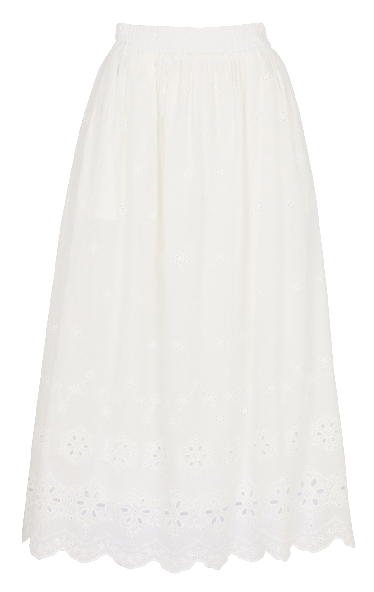 Embroidered cotton midi skirt SEE U SOON