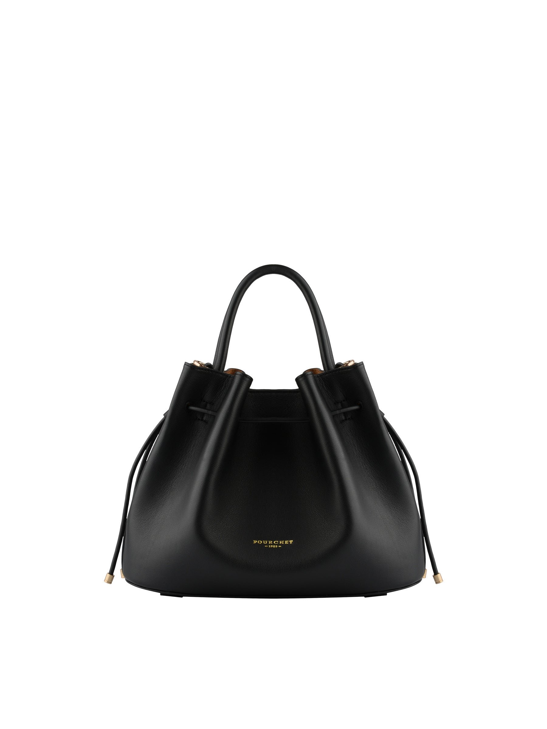 Calfskin leather handbag POURCHET Black