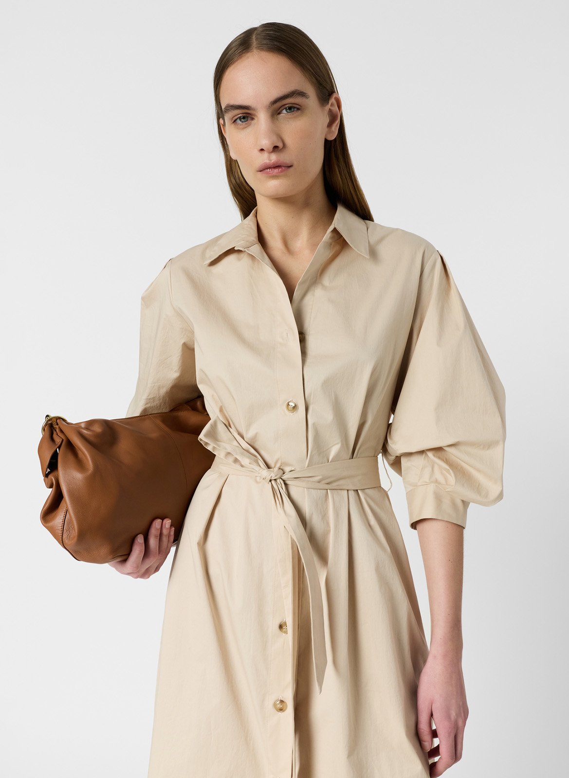 Robe midi ceinturée unie GERARD DAREL Beige