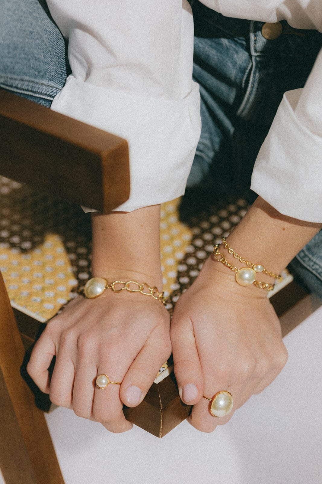 Silver-plated mini bead bracelet Golden