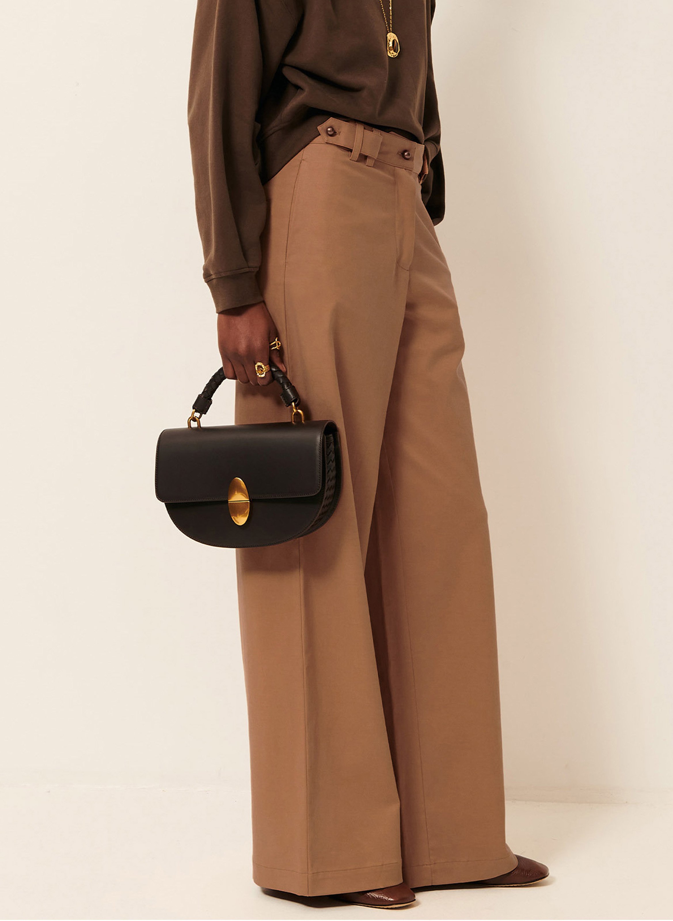 Wide-leg pants with braces SESSUN Beige