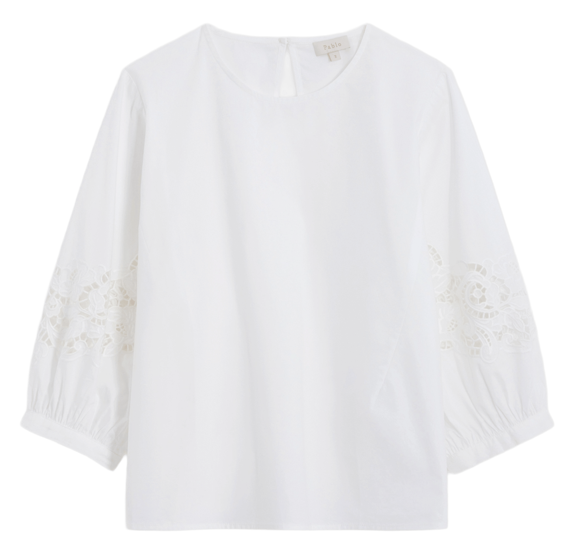 Top droit col rond en coton PABLO Weiss