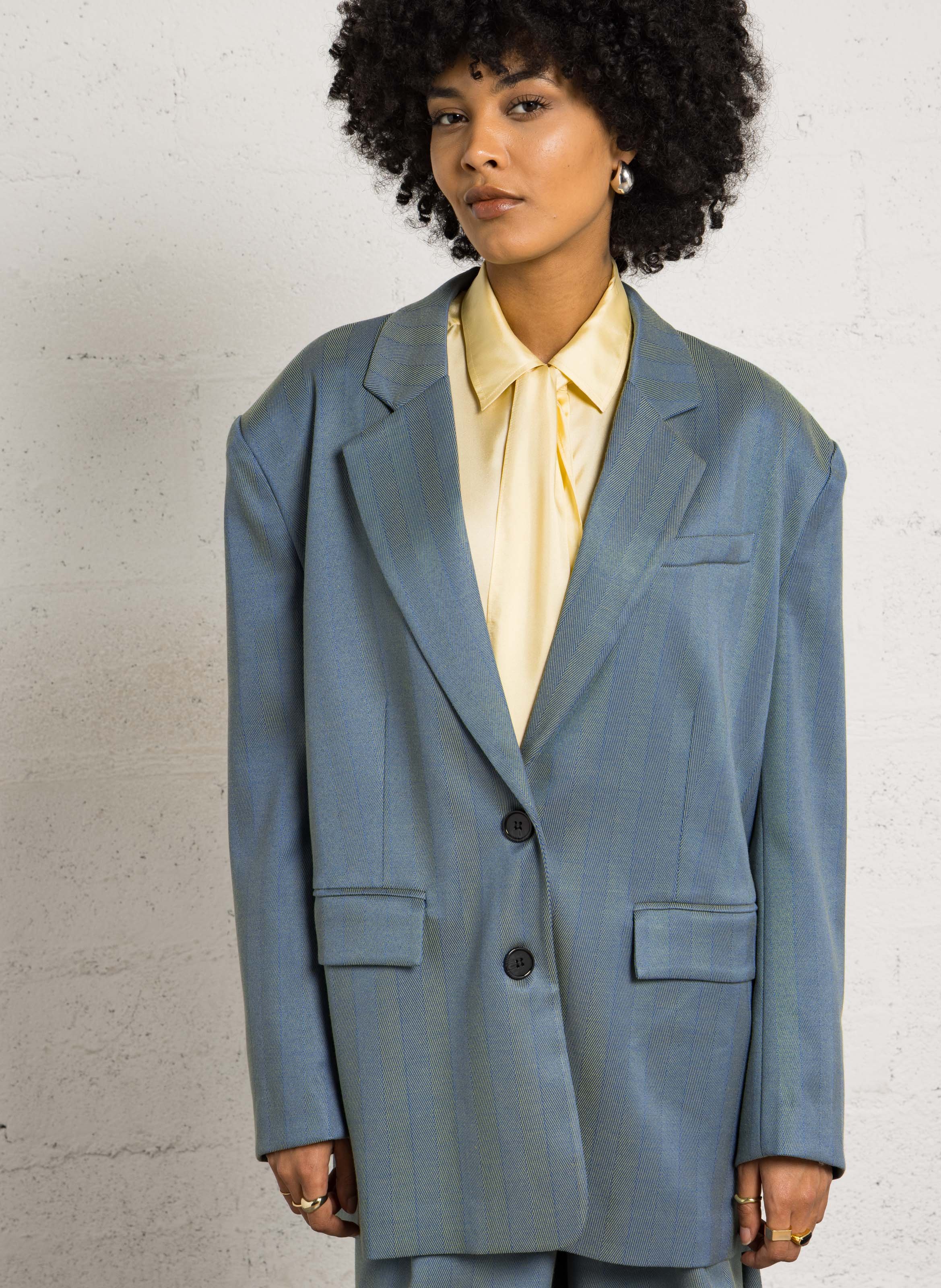 Veste tailleur imprimée oversize STELLA NOVA Bleu