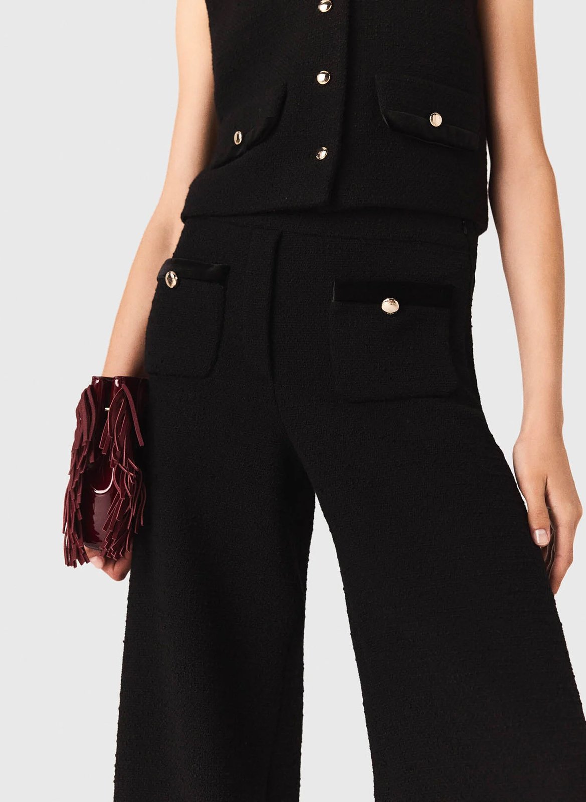 Straight-cut tweed pants MAJE Black