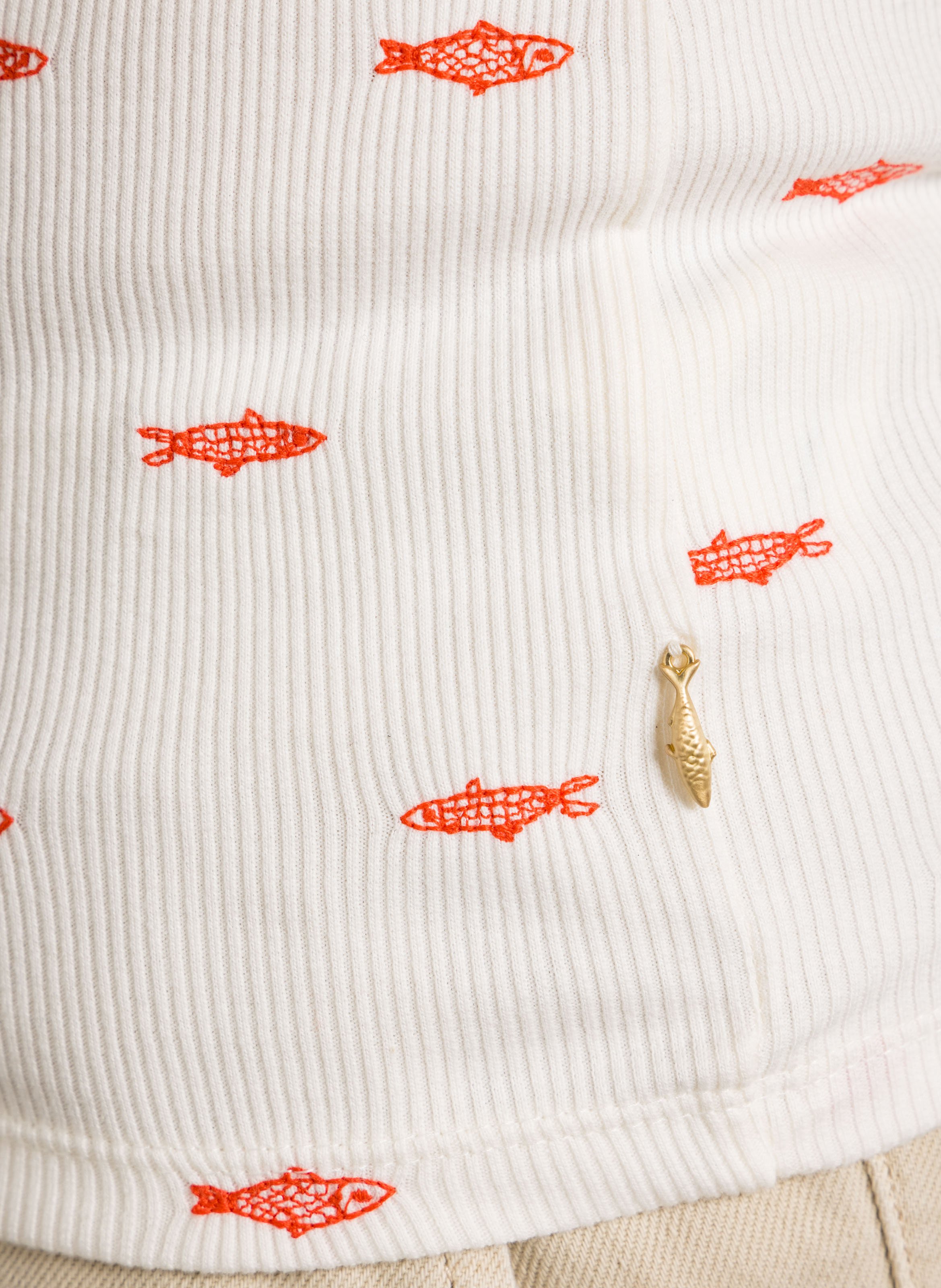 Débardeur droit col rond en coton bio mélangé FABIENNE CHAPOT Blanc