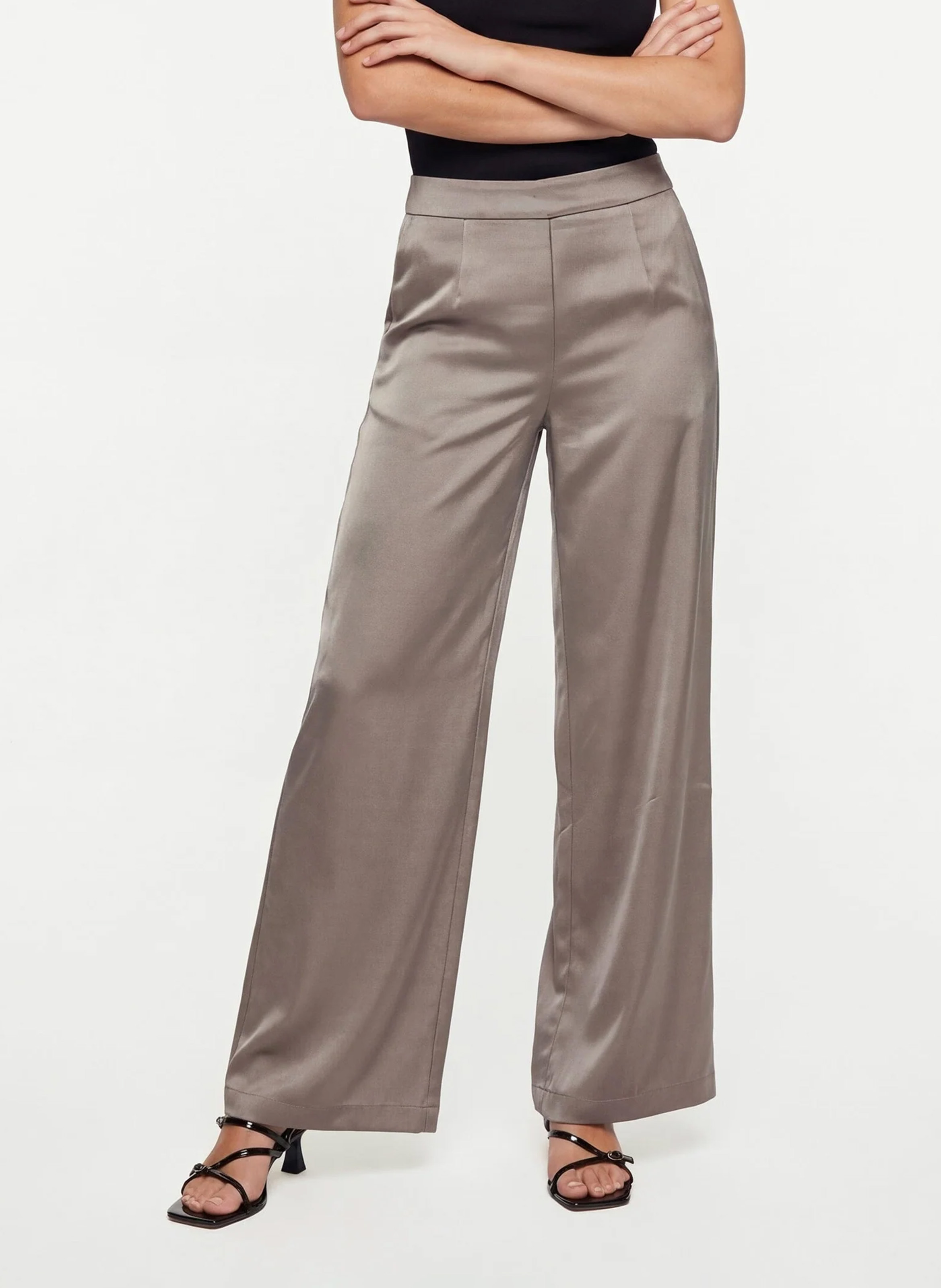 Wide-leg satin effect pants KOOKAI Grey