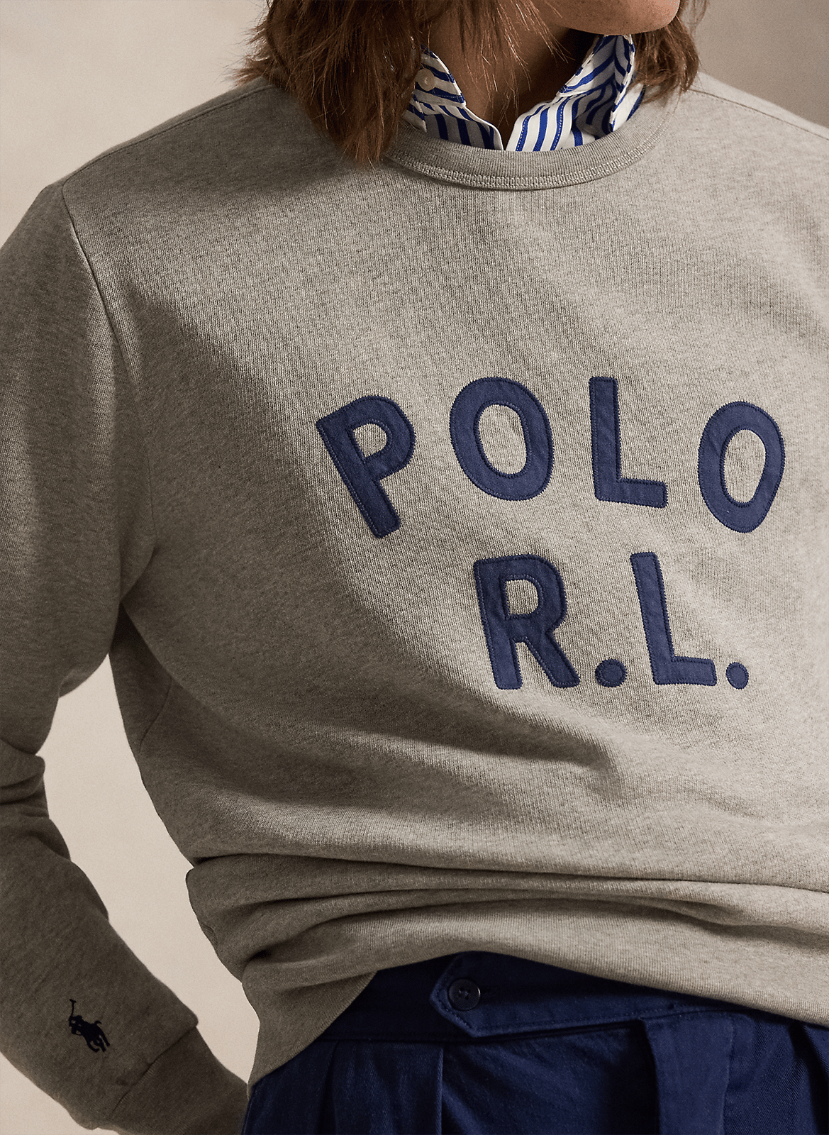 Straight-cut cotton-blend sweater with round neck POLO RALPH LAUREN Grey