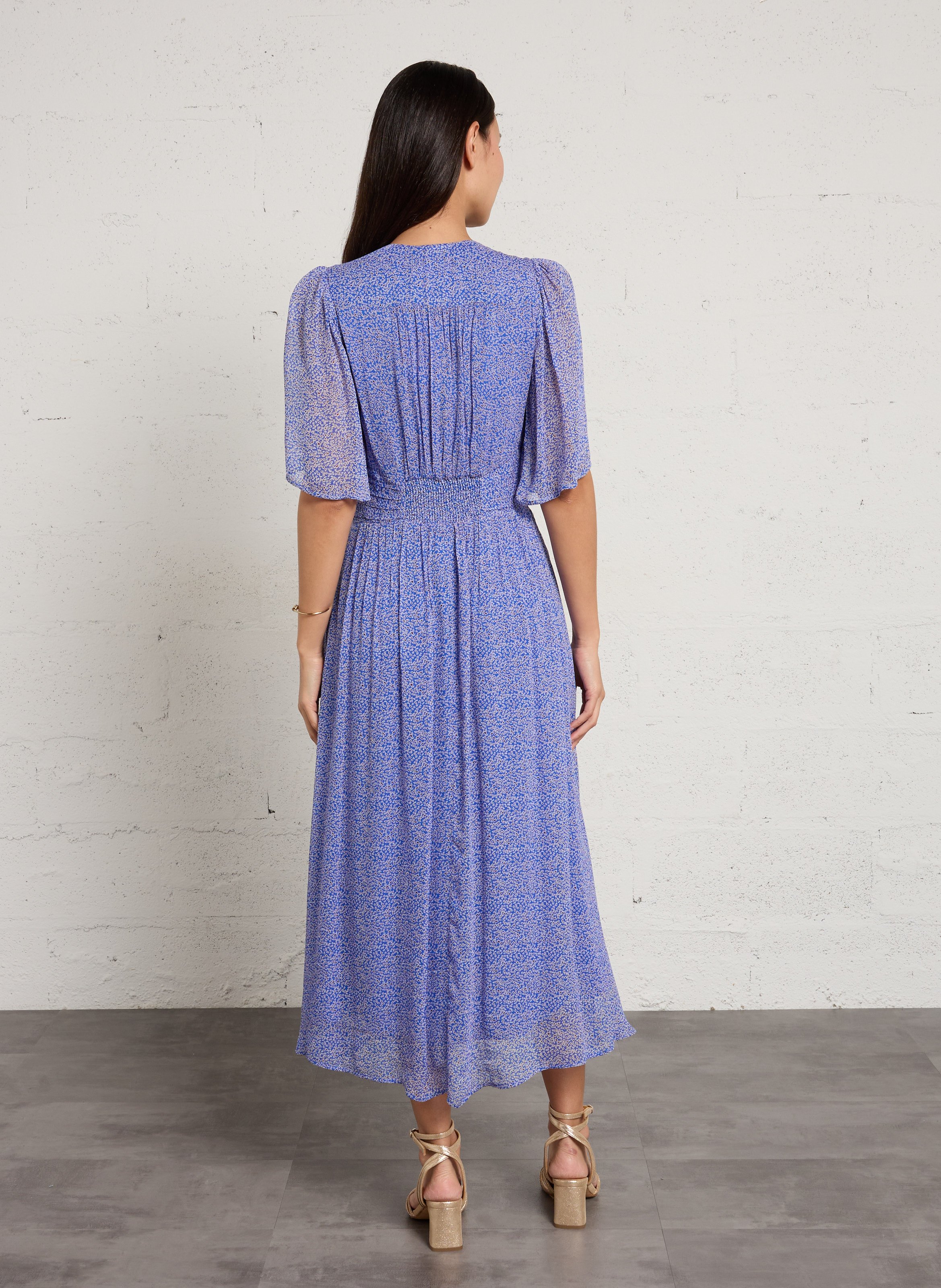 Robe longue ample col V MAISON 123 Bleu