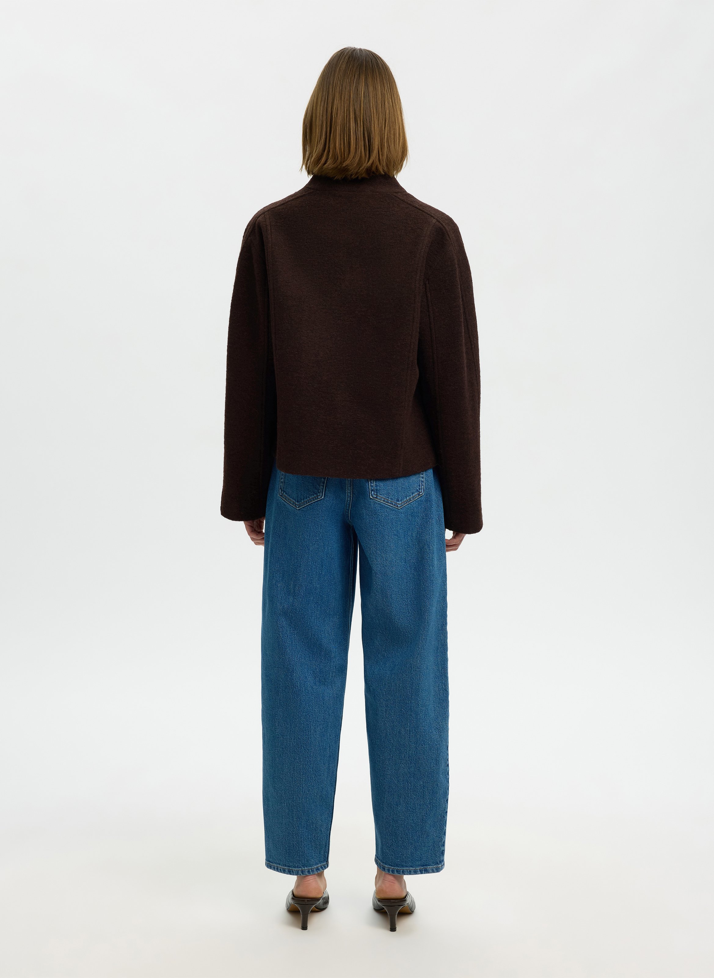 Veste oversize en laine recyclée mélangée SELECTED Marron