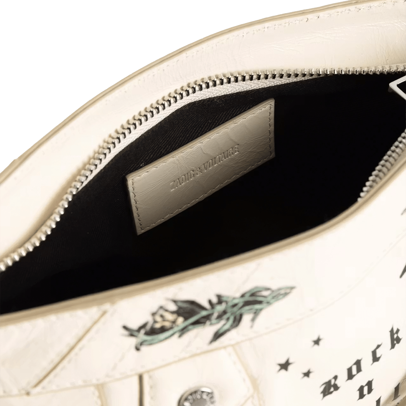 Leren schoudertas met print ZADIG&VOLTAIRE Wit
