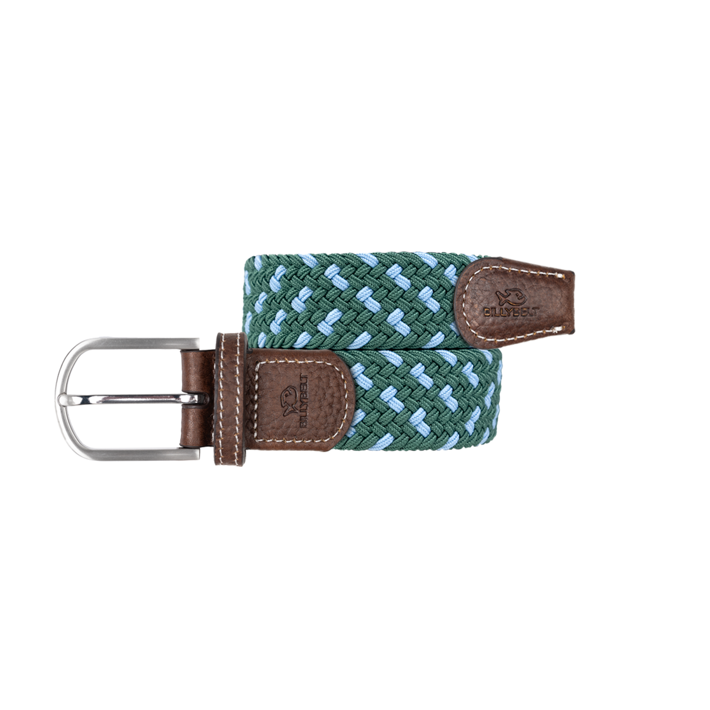 Multicolored braided elastic belt BILLYBELT Green