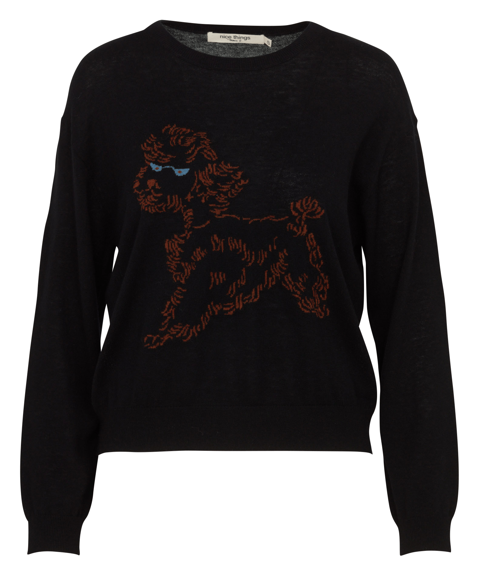 T-shirt manches longues sérigraphié en laine NICE THINGS Noir